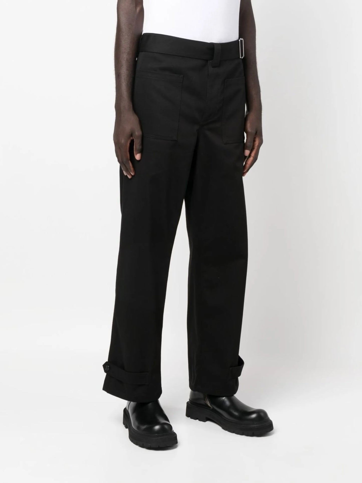 buckled four-pocket straight trousers