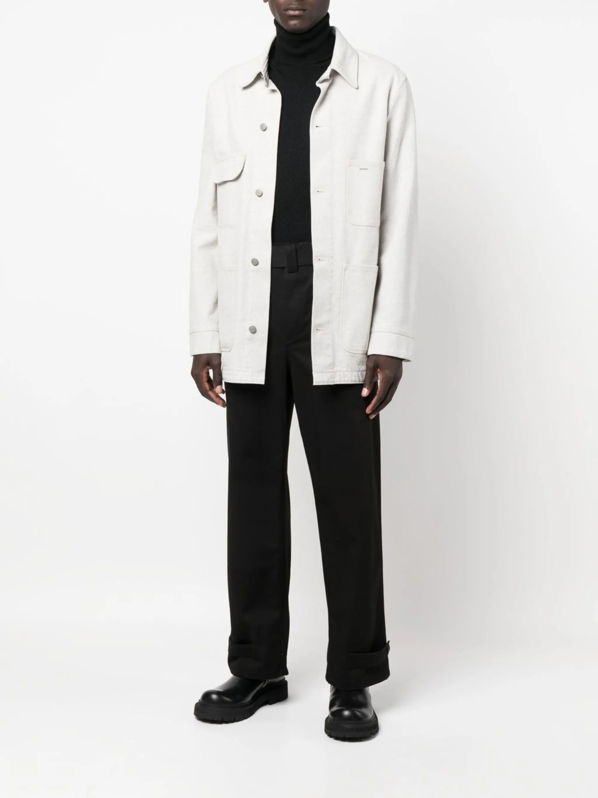 buckled four-pocket straight trousers