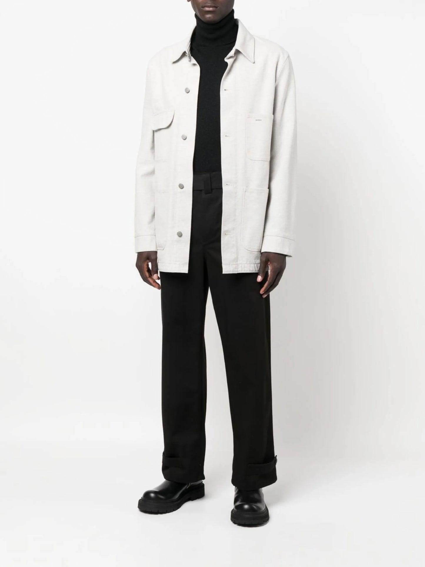 buckled four-pocket straight trousers