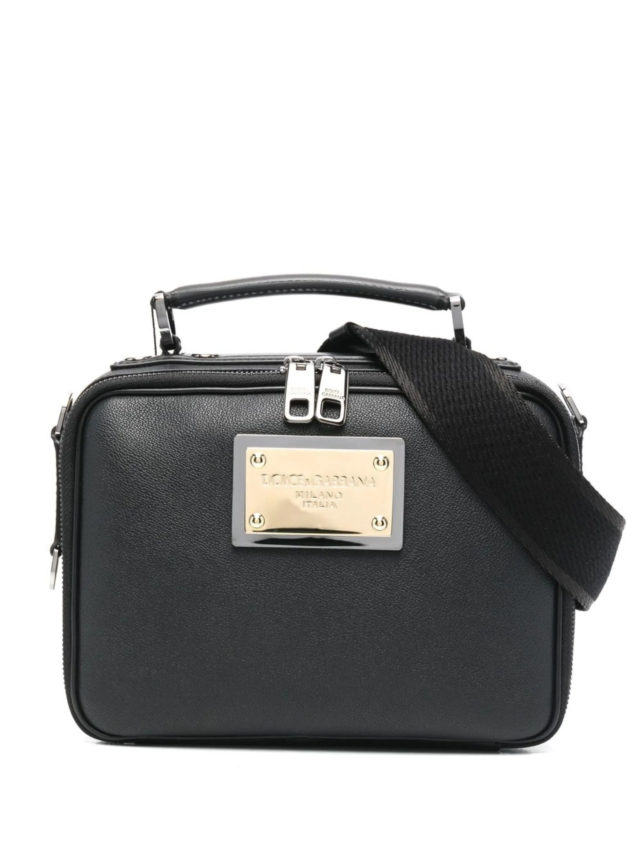 logo-tag leather crossbody bag