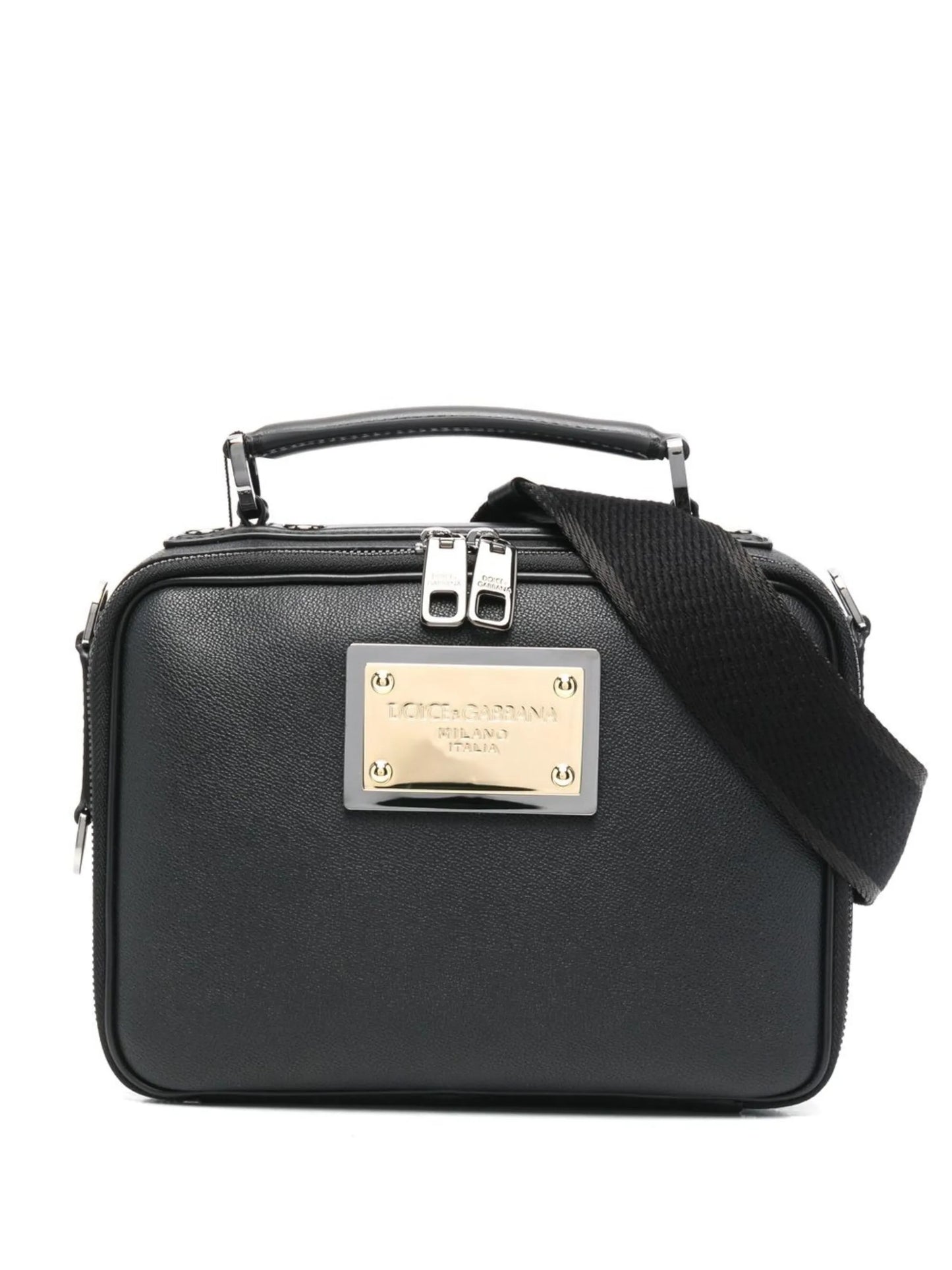 logo-tag leather crossbody bag
