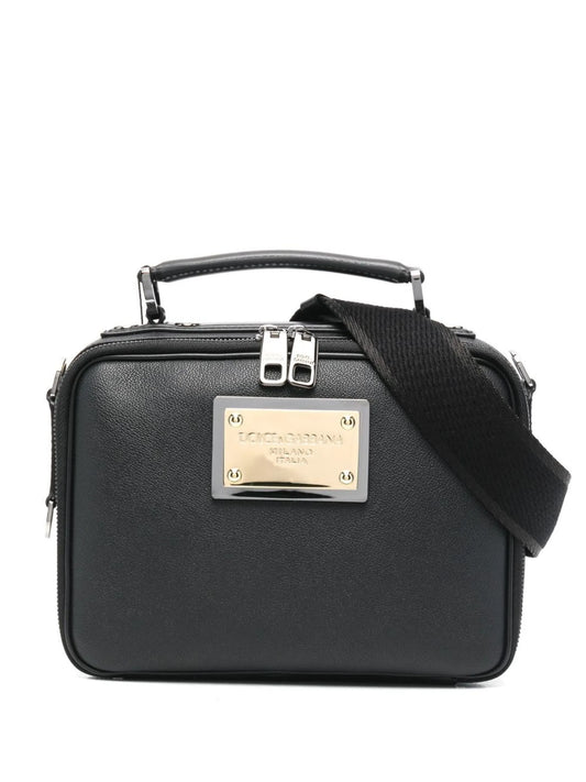 logo-tag leather crossbody bag