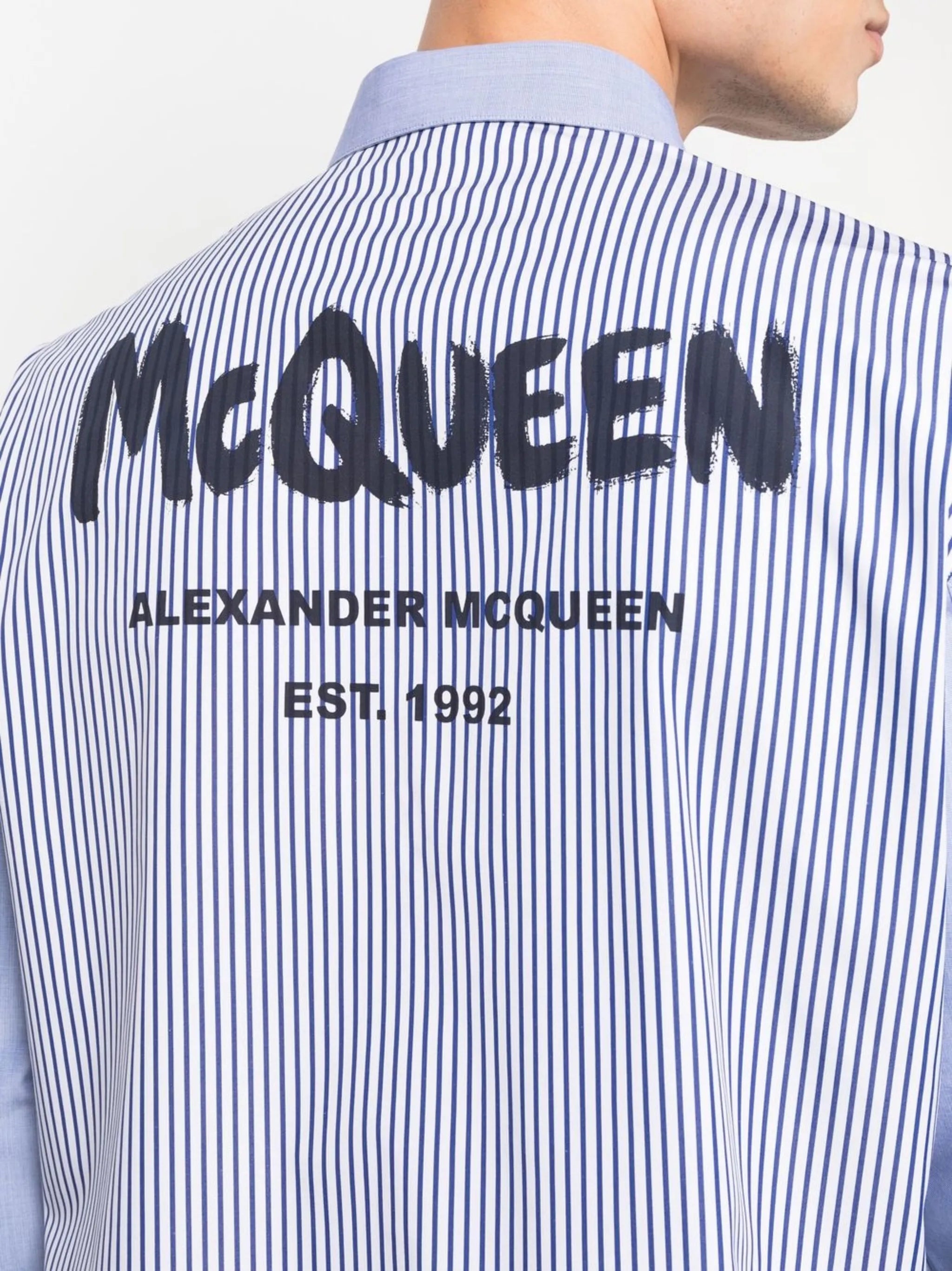 logo-print striped shirt