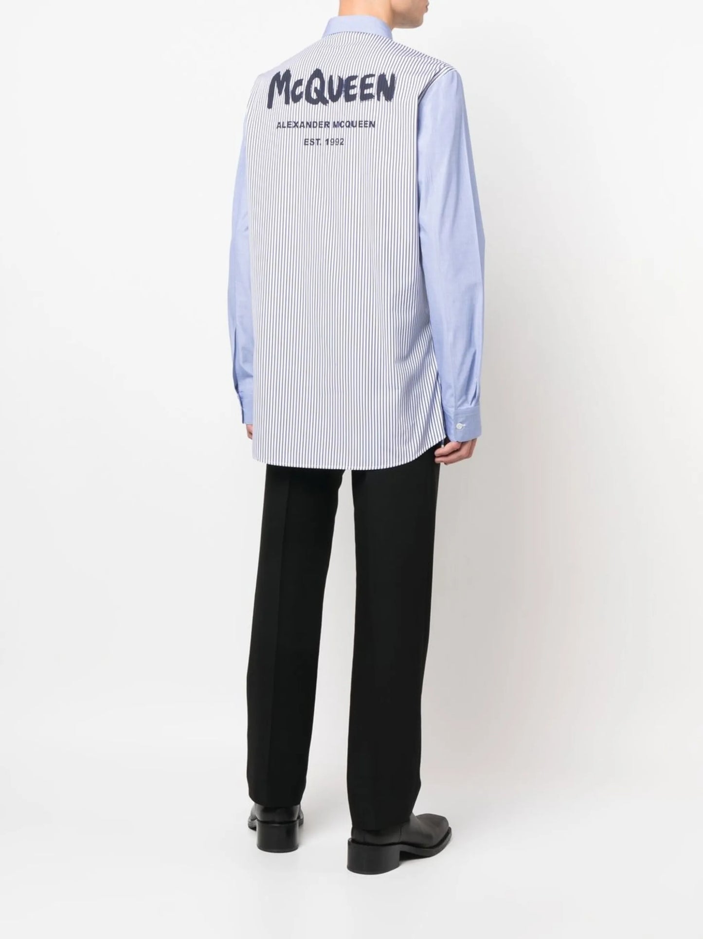 logo-print striped shirt