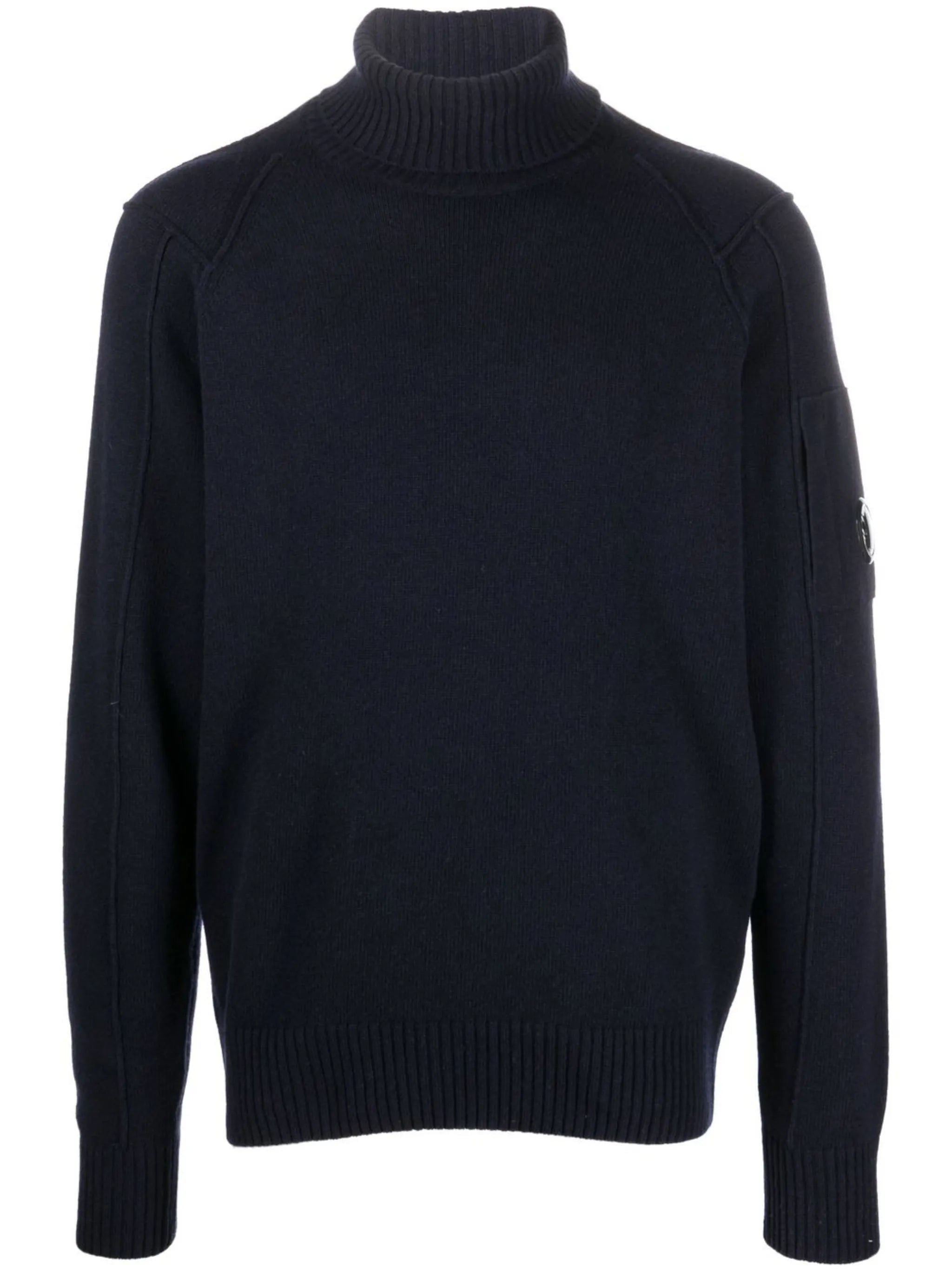 lens-embellished roll-neck jumper