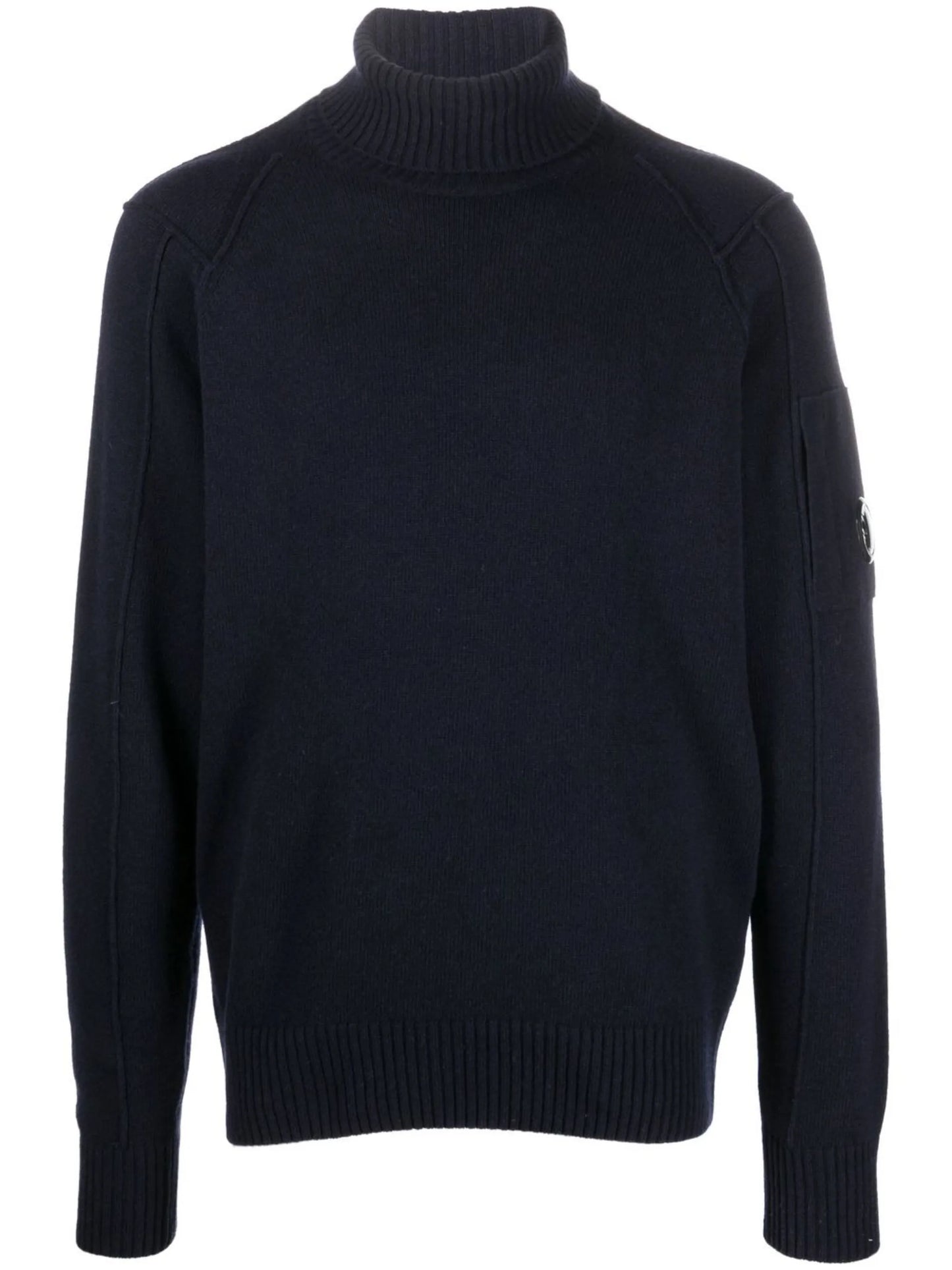 lens-embellished roll-neck jumper