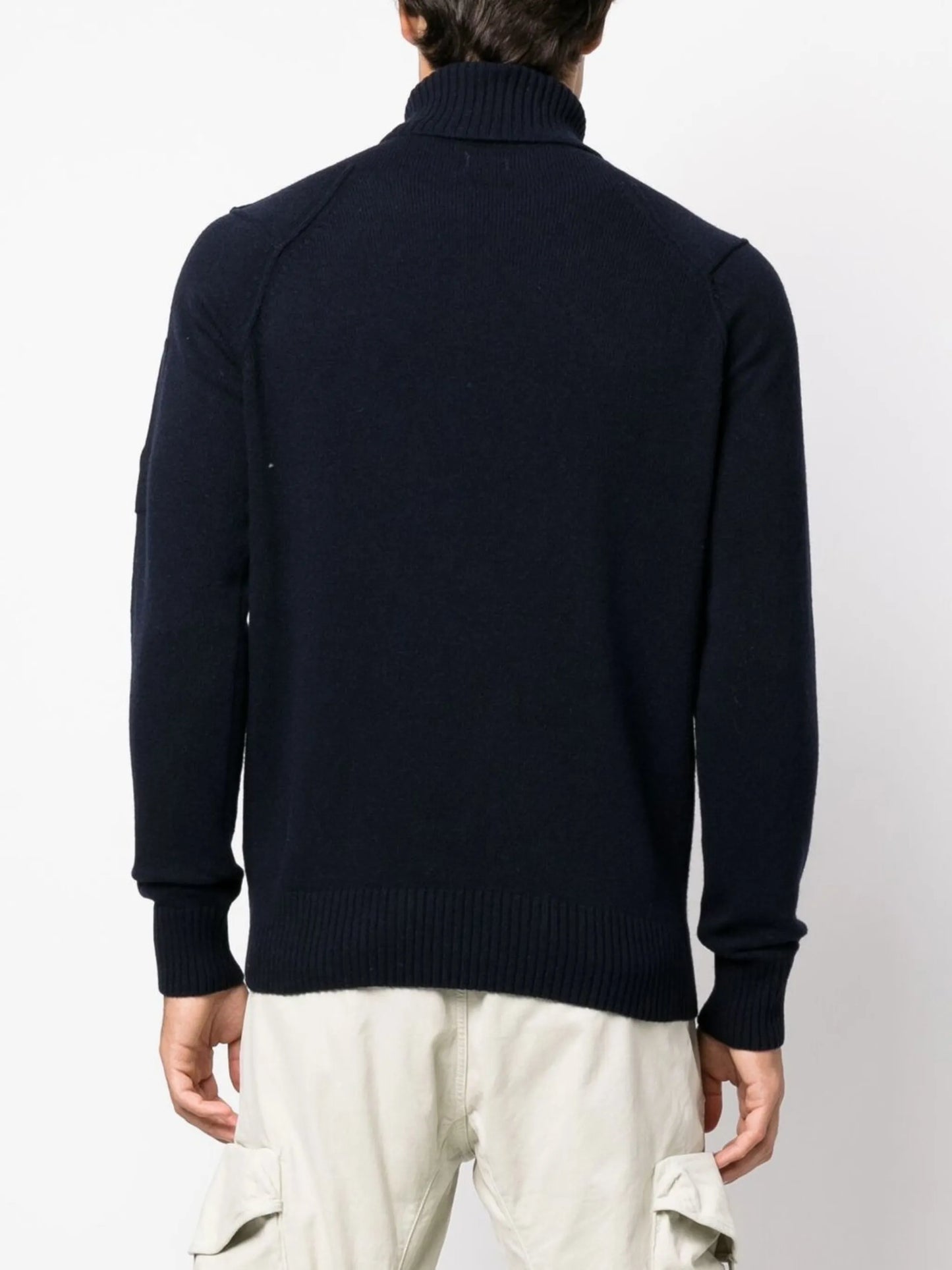 lens-embellished roll-neck jumper