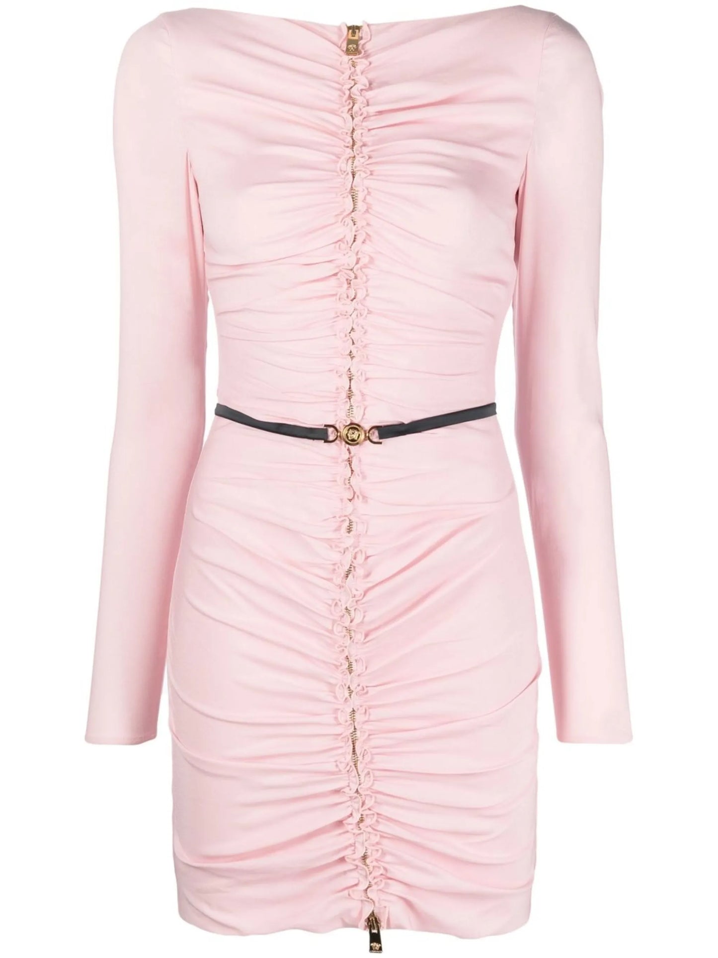 ruched-detail V-back dress