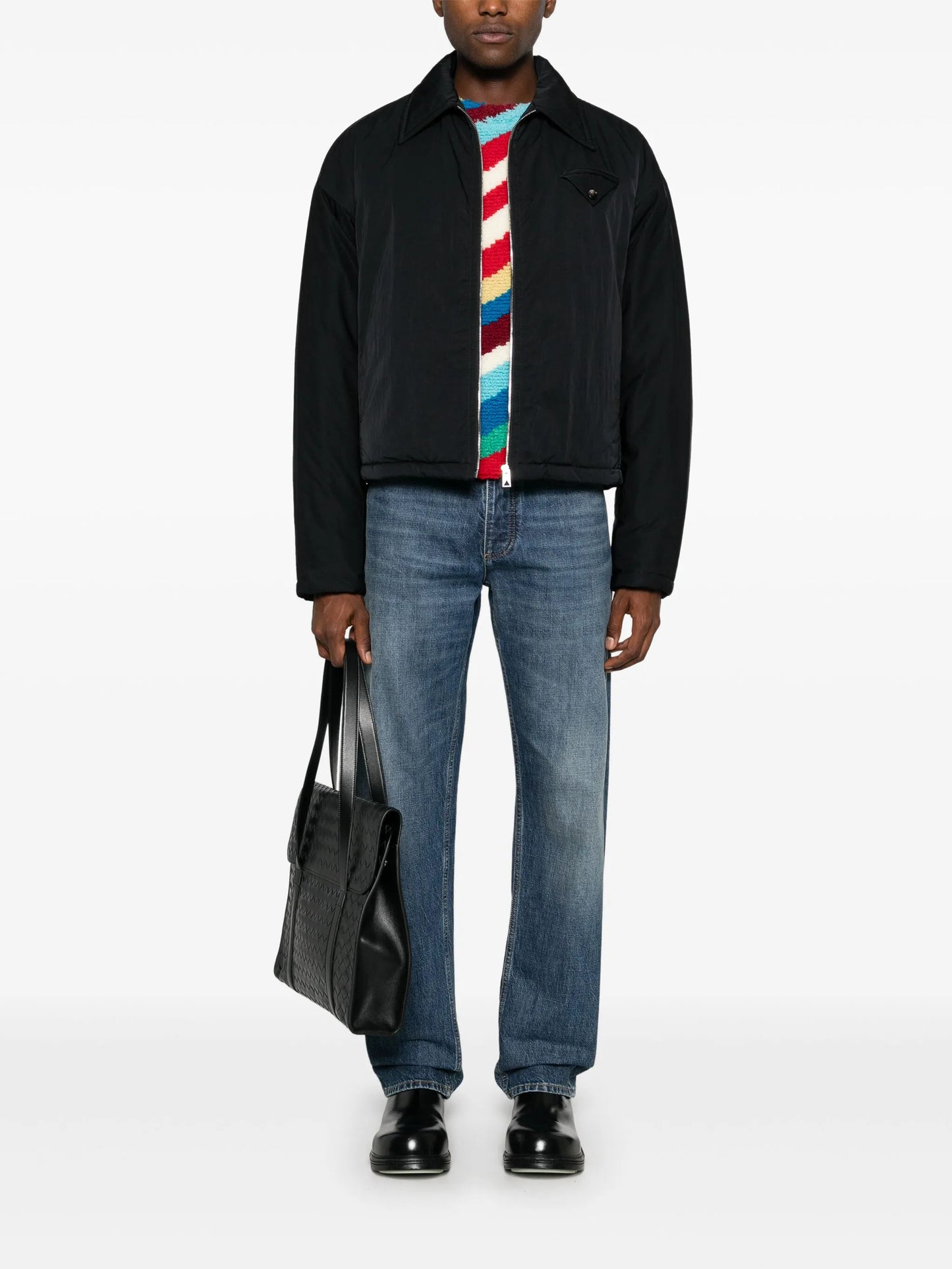 washed straight-leg jeans