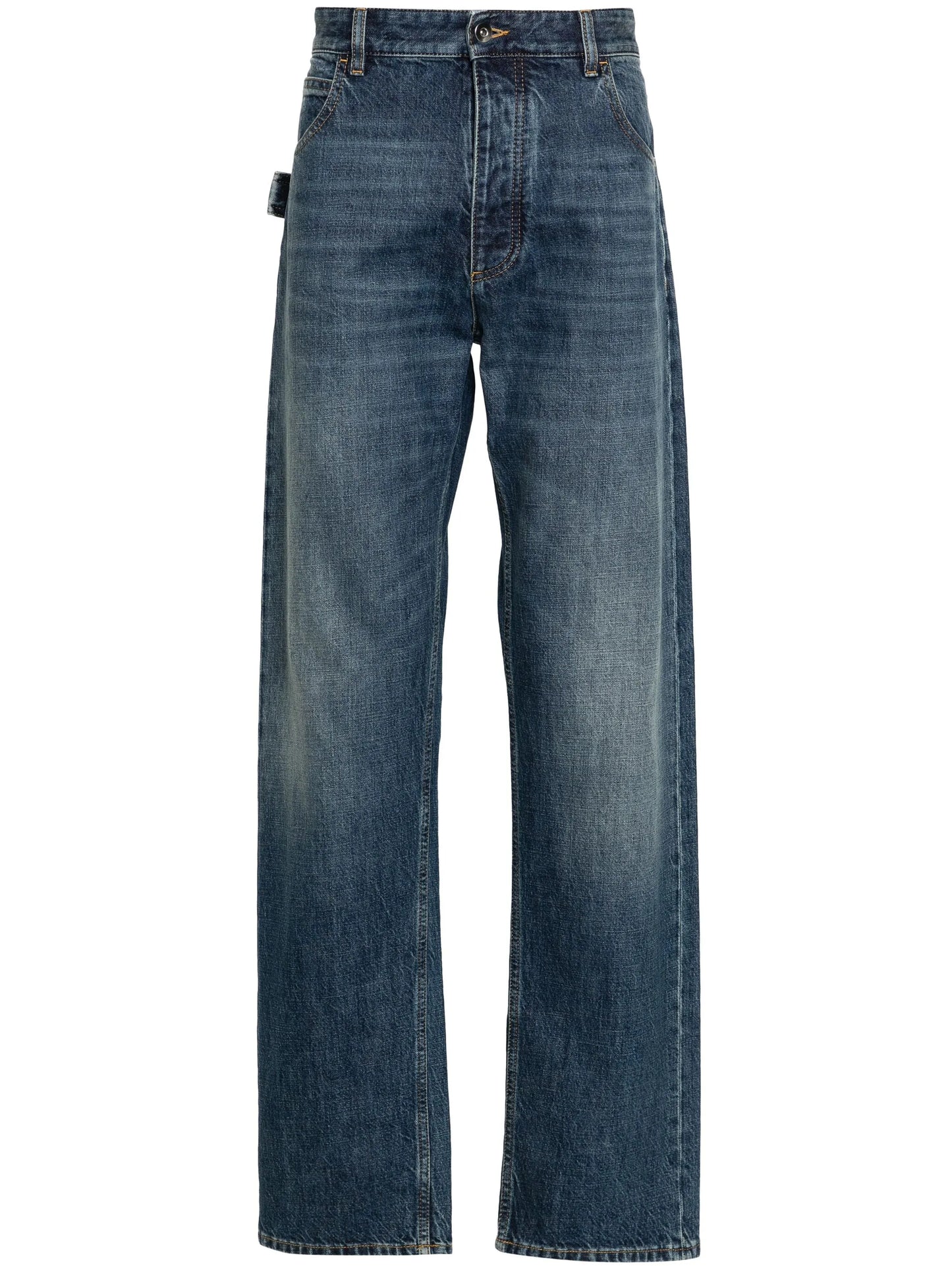 washed straight-leg jeans