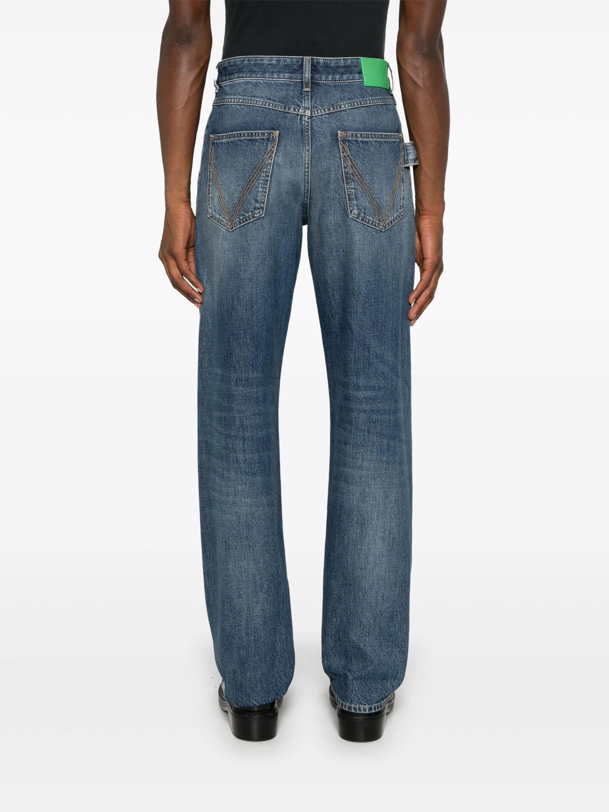 washed straight-leg jeans