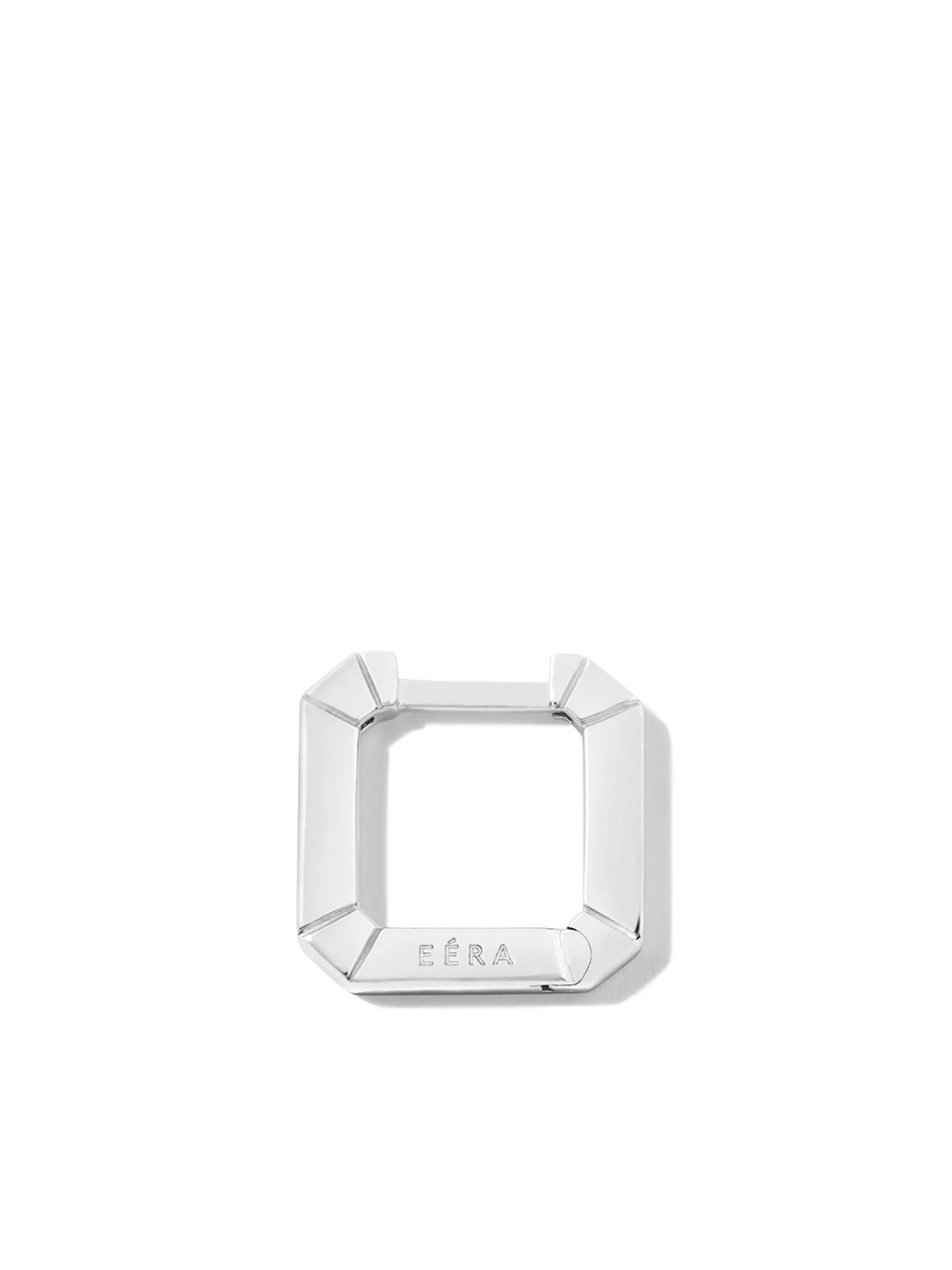 18kt white gold Mini Square hoop earring