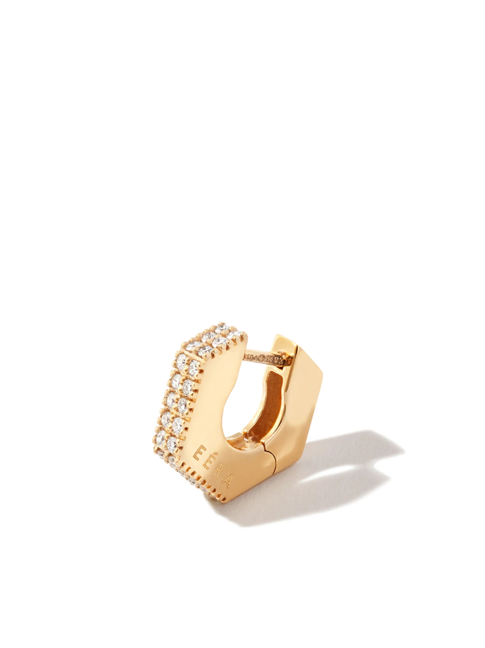 18jt yellow gold diamond huggie earring