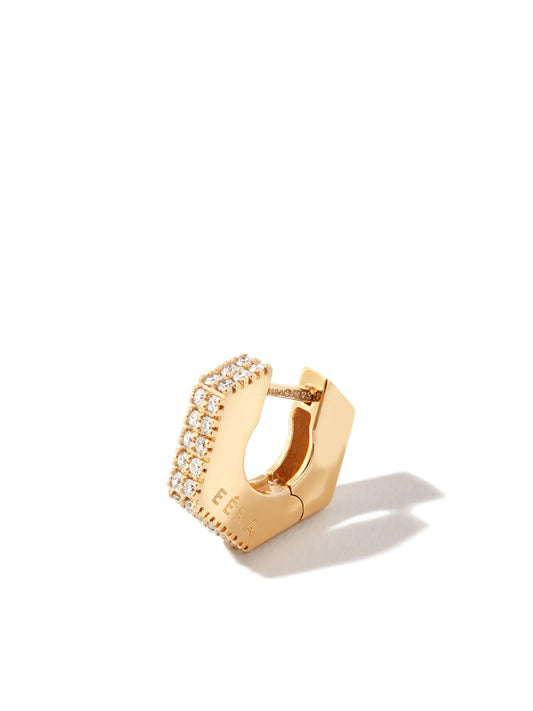 18jt yellow gold diamond huggie earring