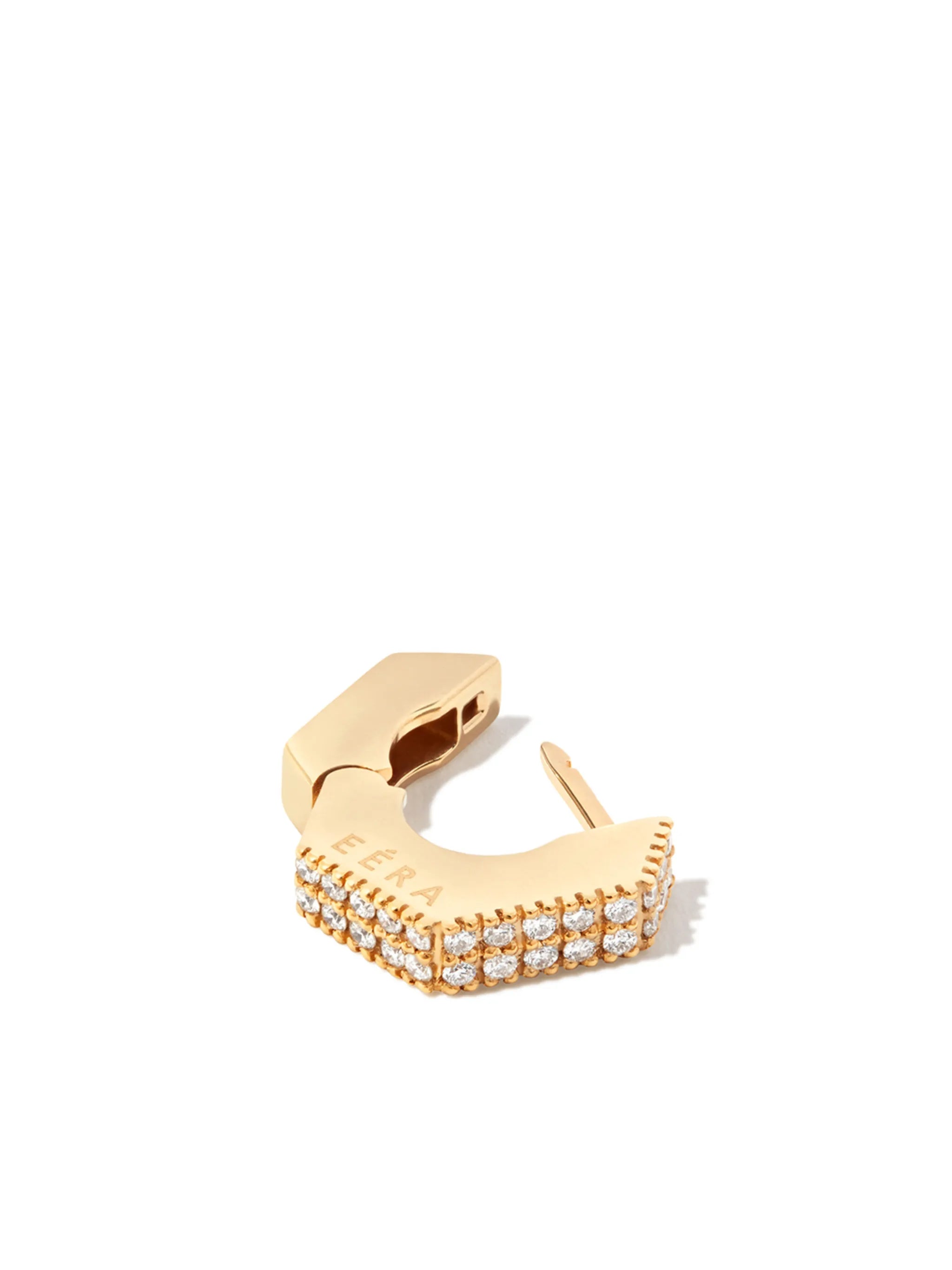 18jt yellow gold diamond huggie earring
