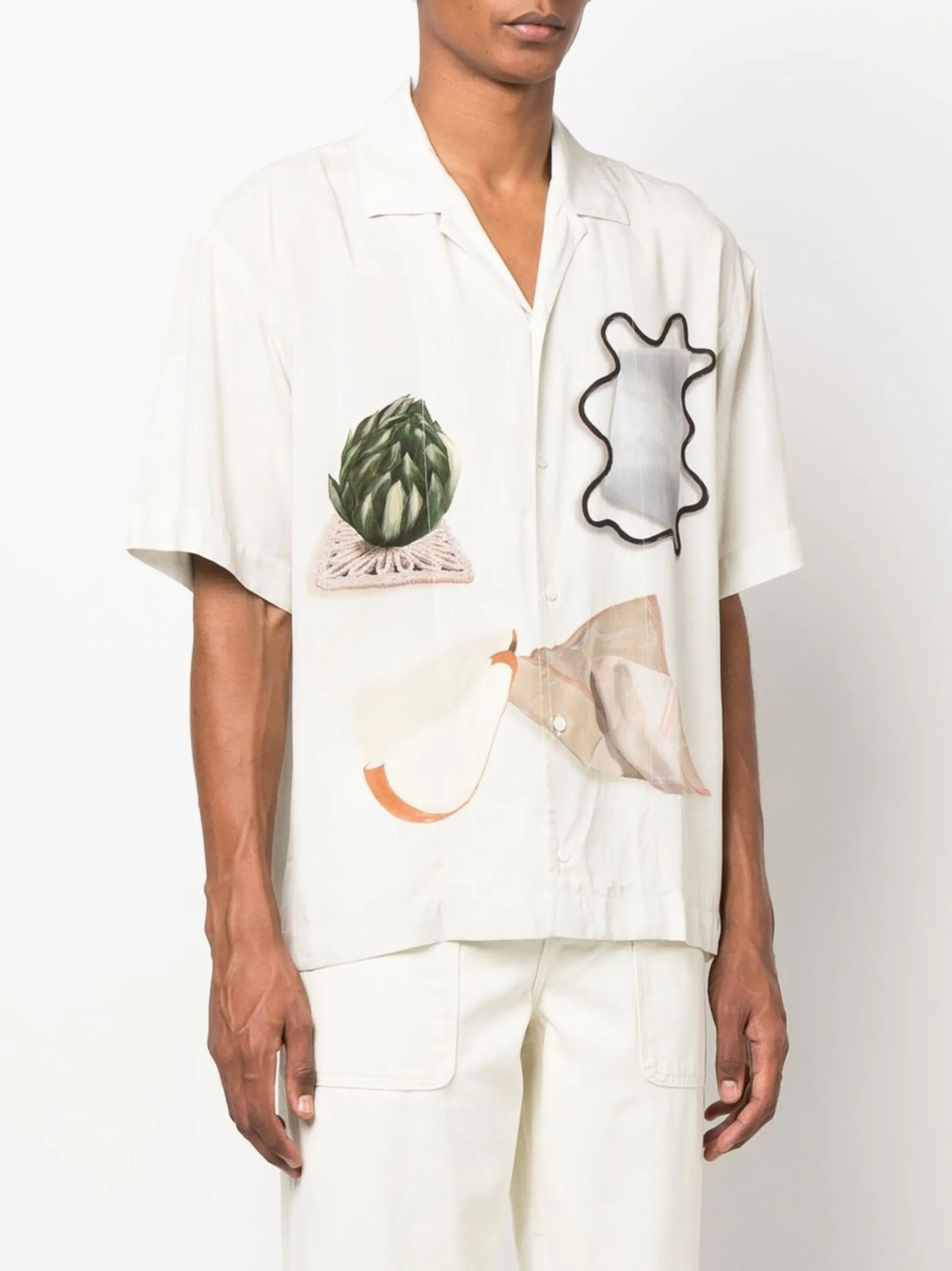 Jean still life-print shirt