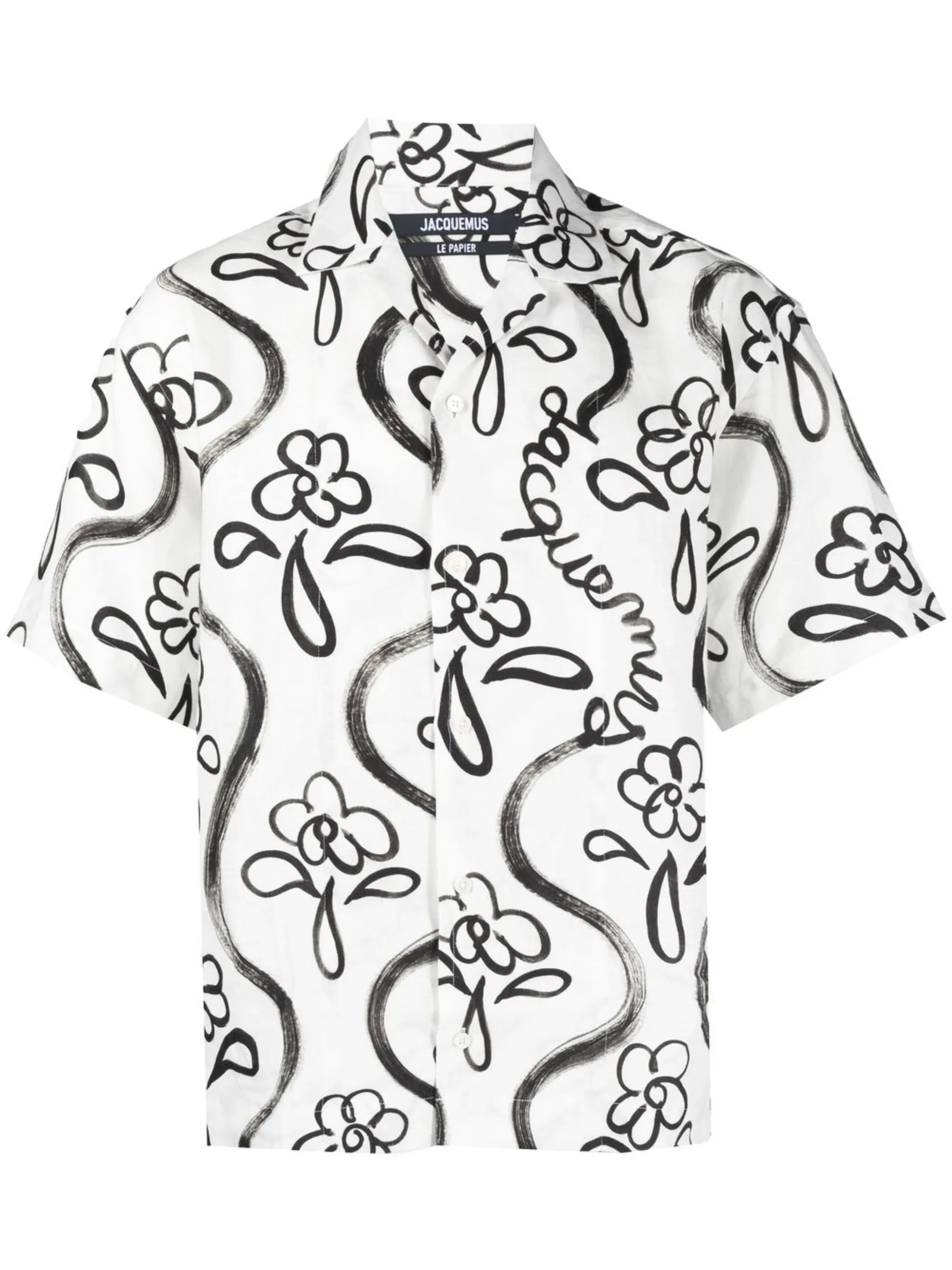 Jean flower-print bowling shirt