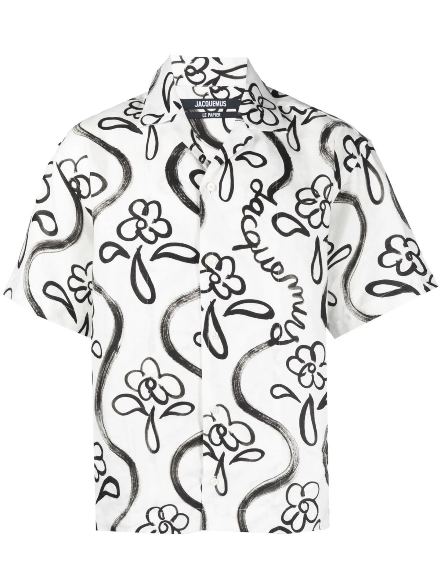 Jean flower-print bowling shirt