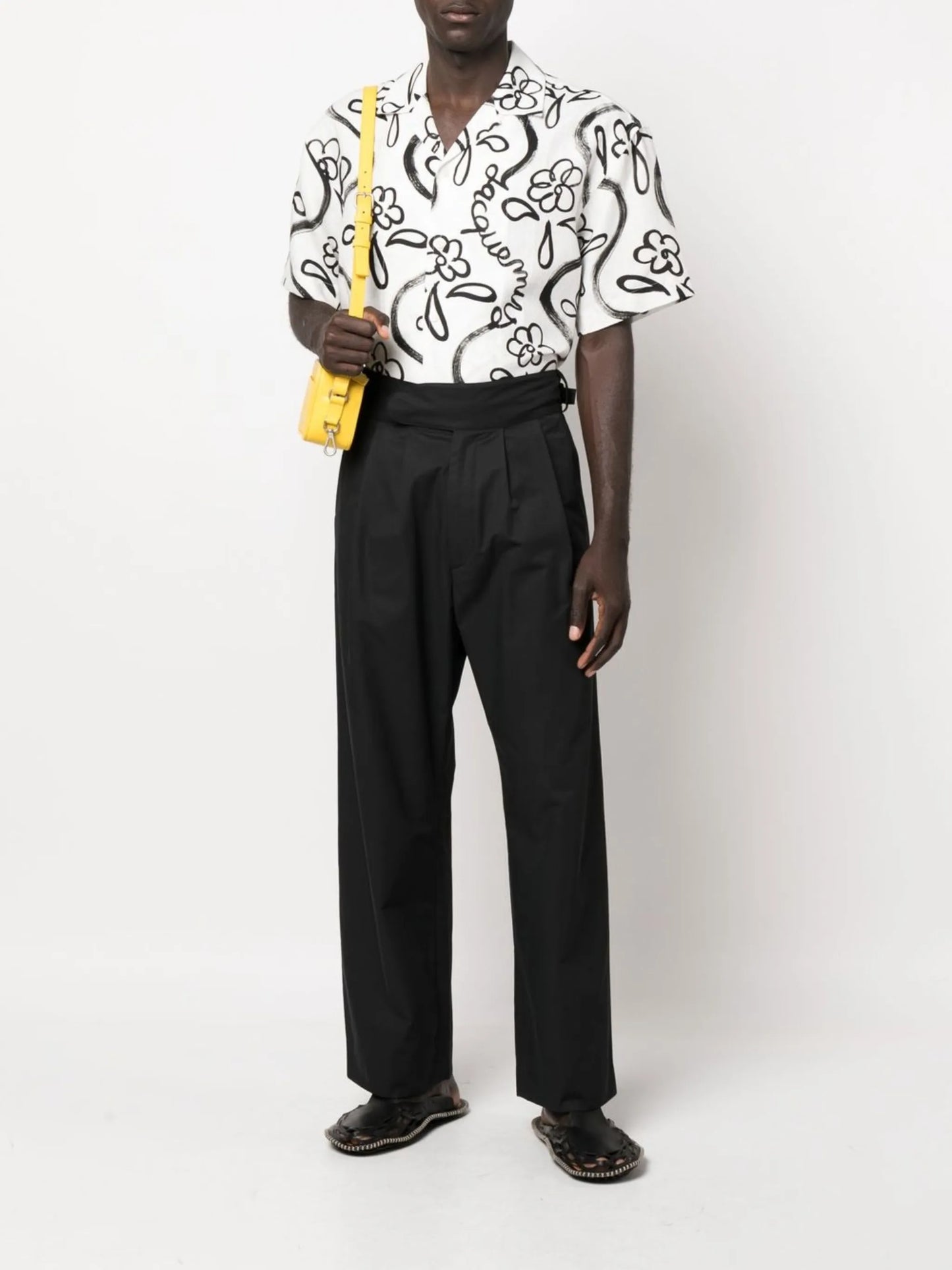 Jean flower-print bowling shirt
