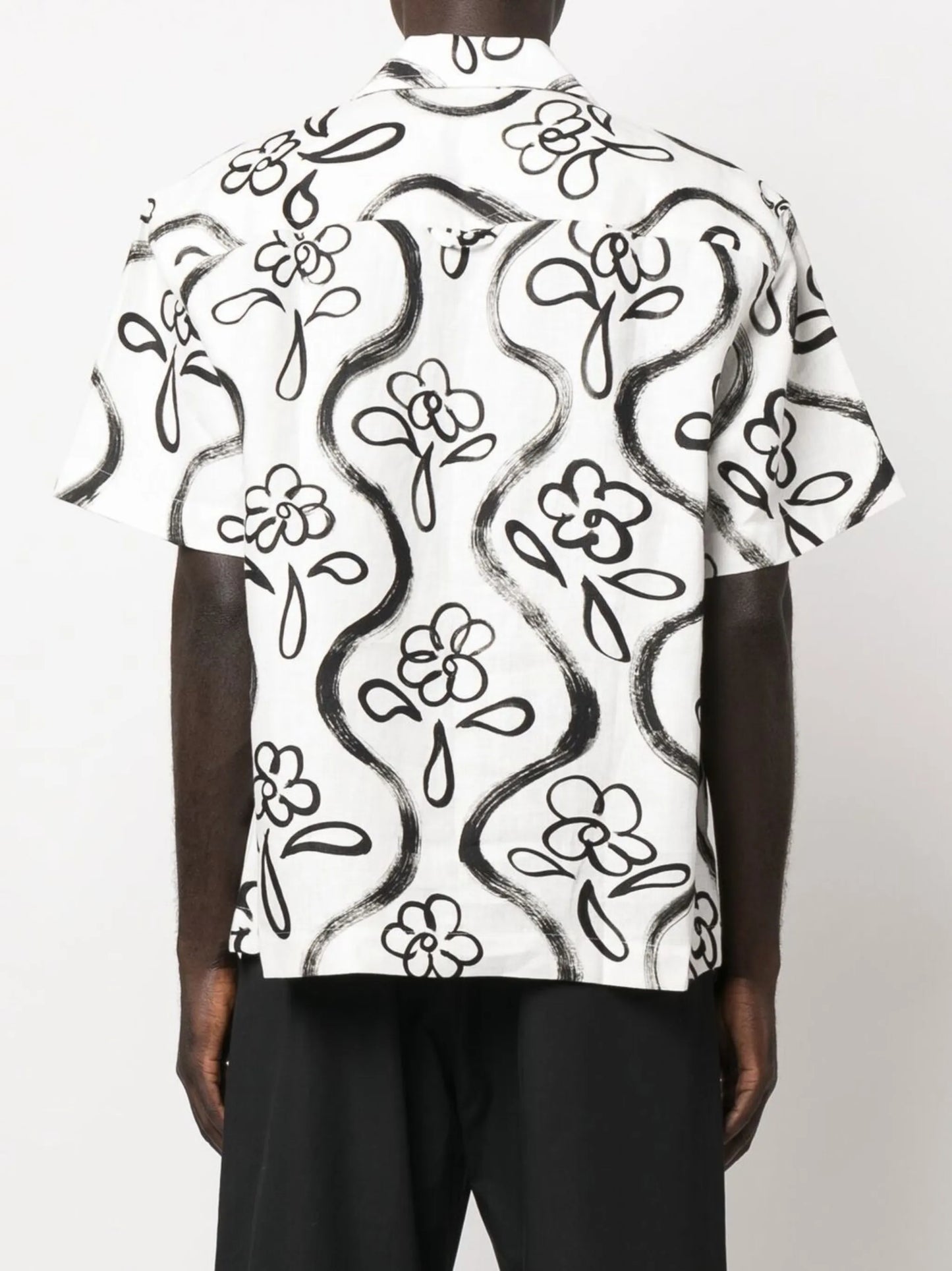 Jean flower-print bowling shirt
