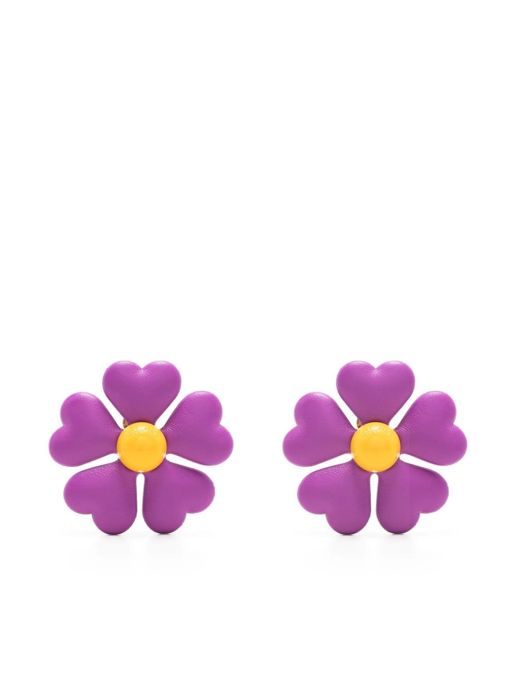 leather flower clip-on earrings