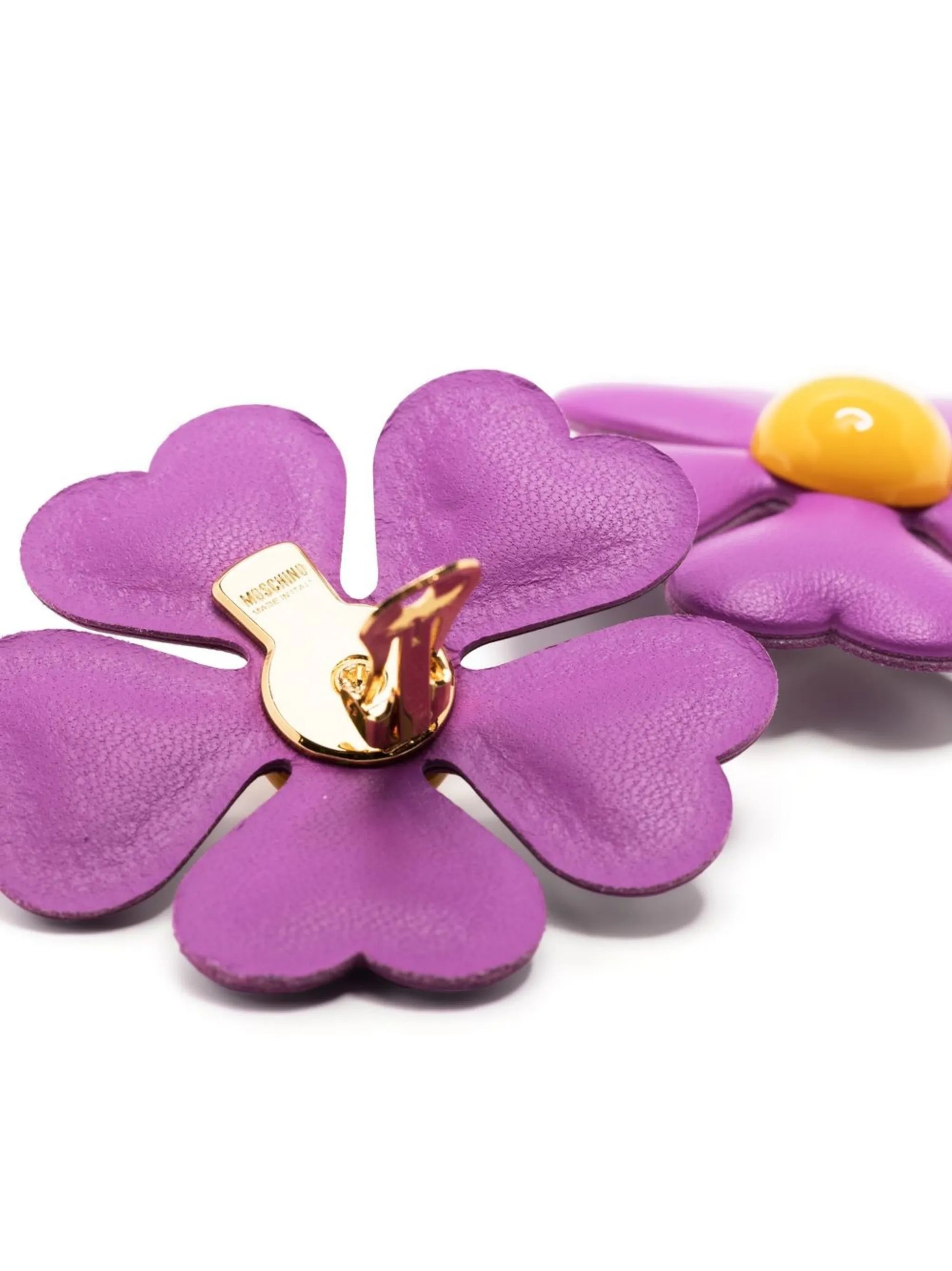 leather flower clip-on earrings