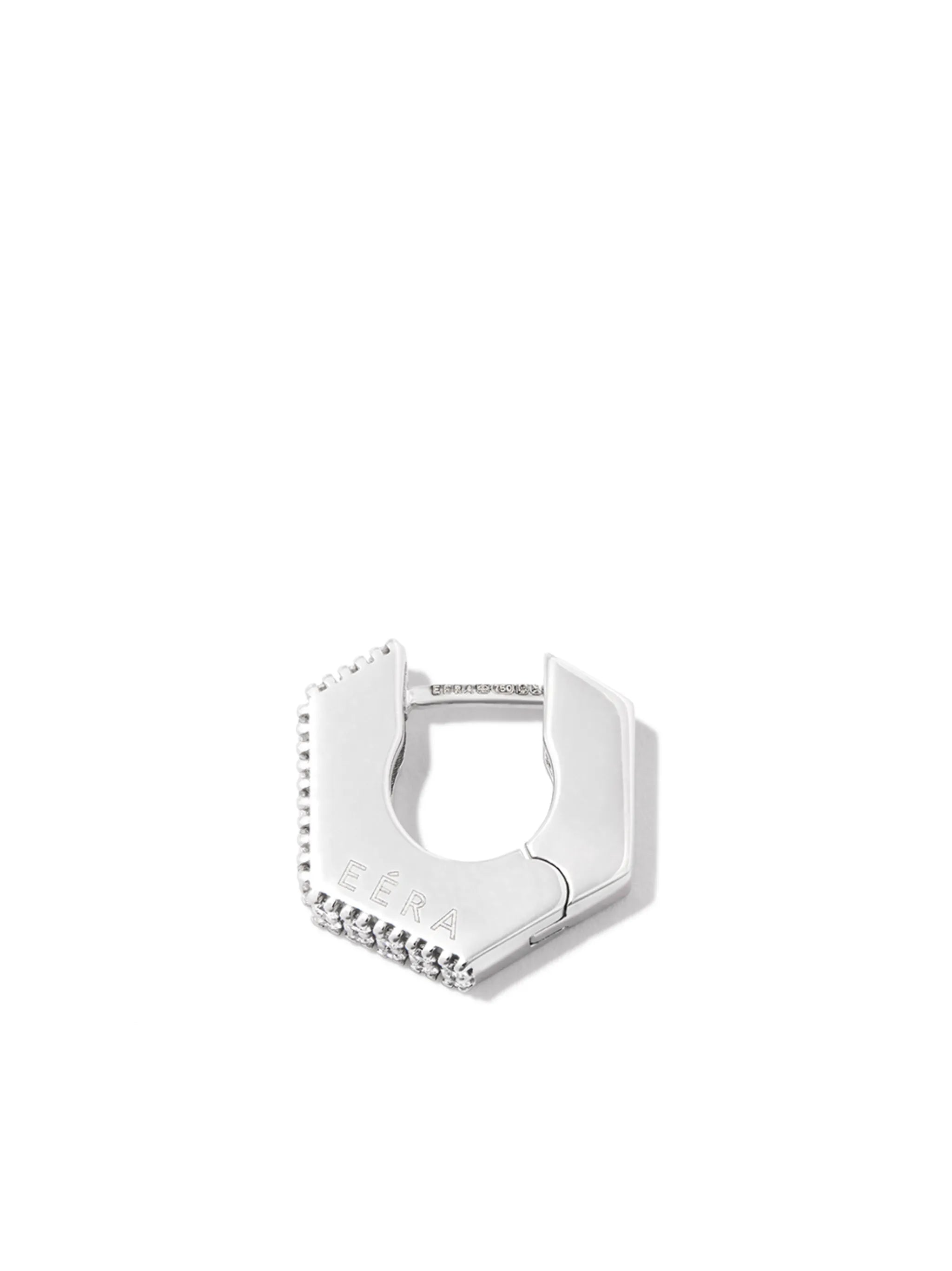 18kt white gold diamond huggie earring