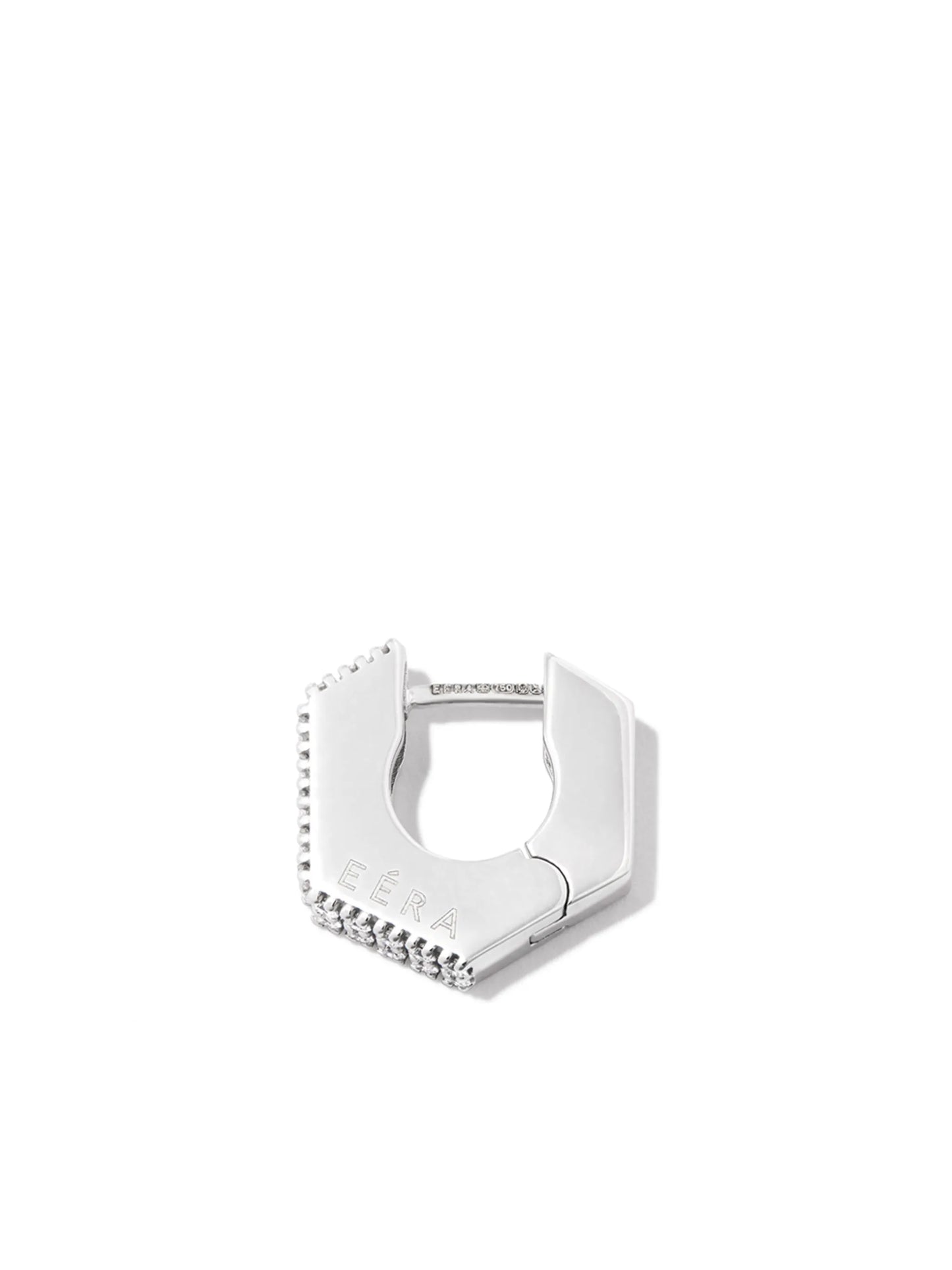 18kt white gold diamond huggie earring