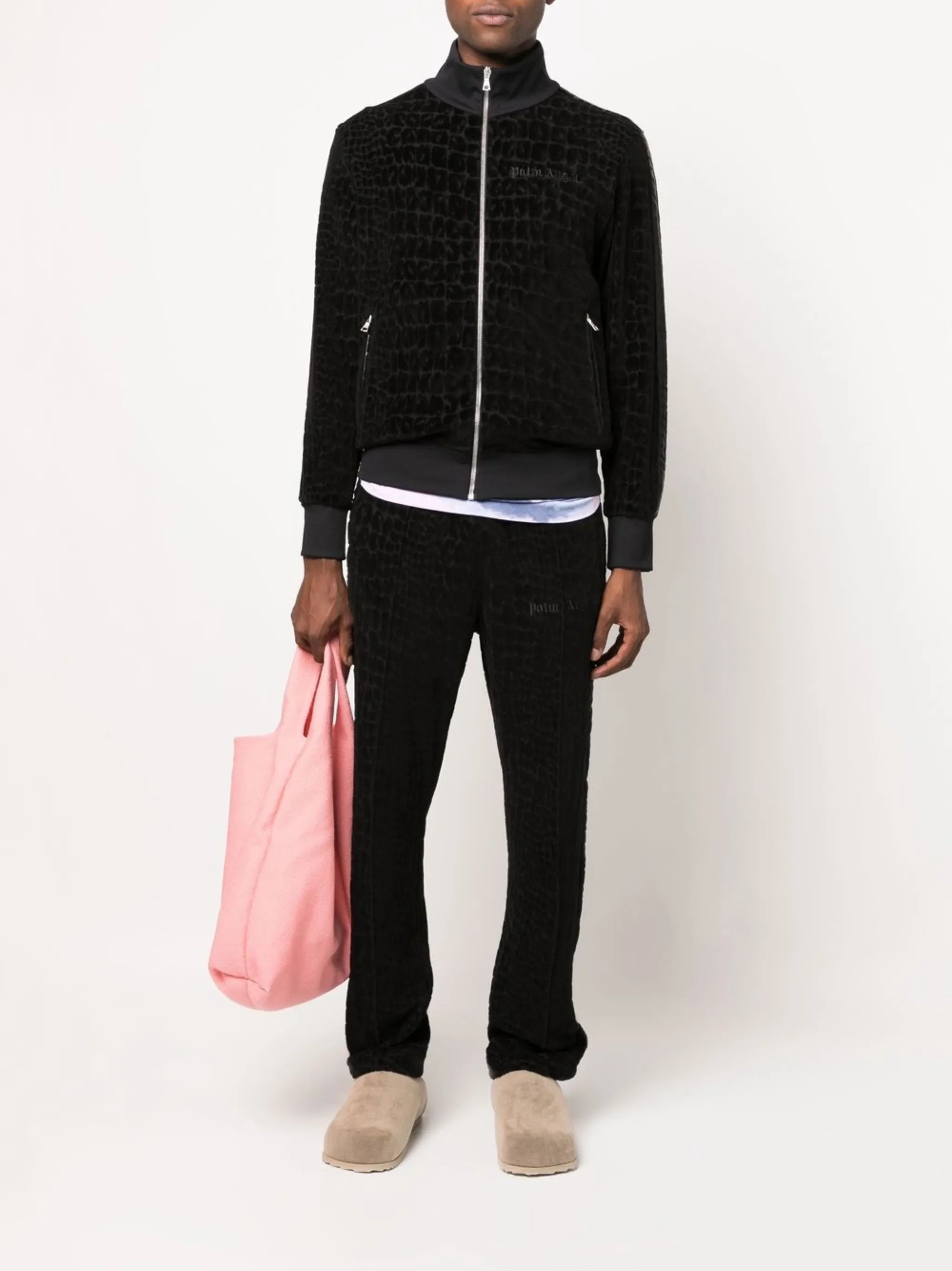 velour-effect track pants
