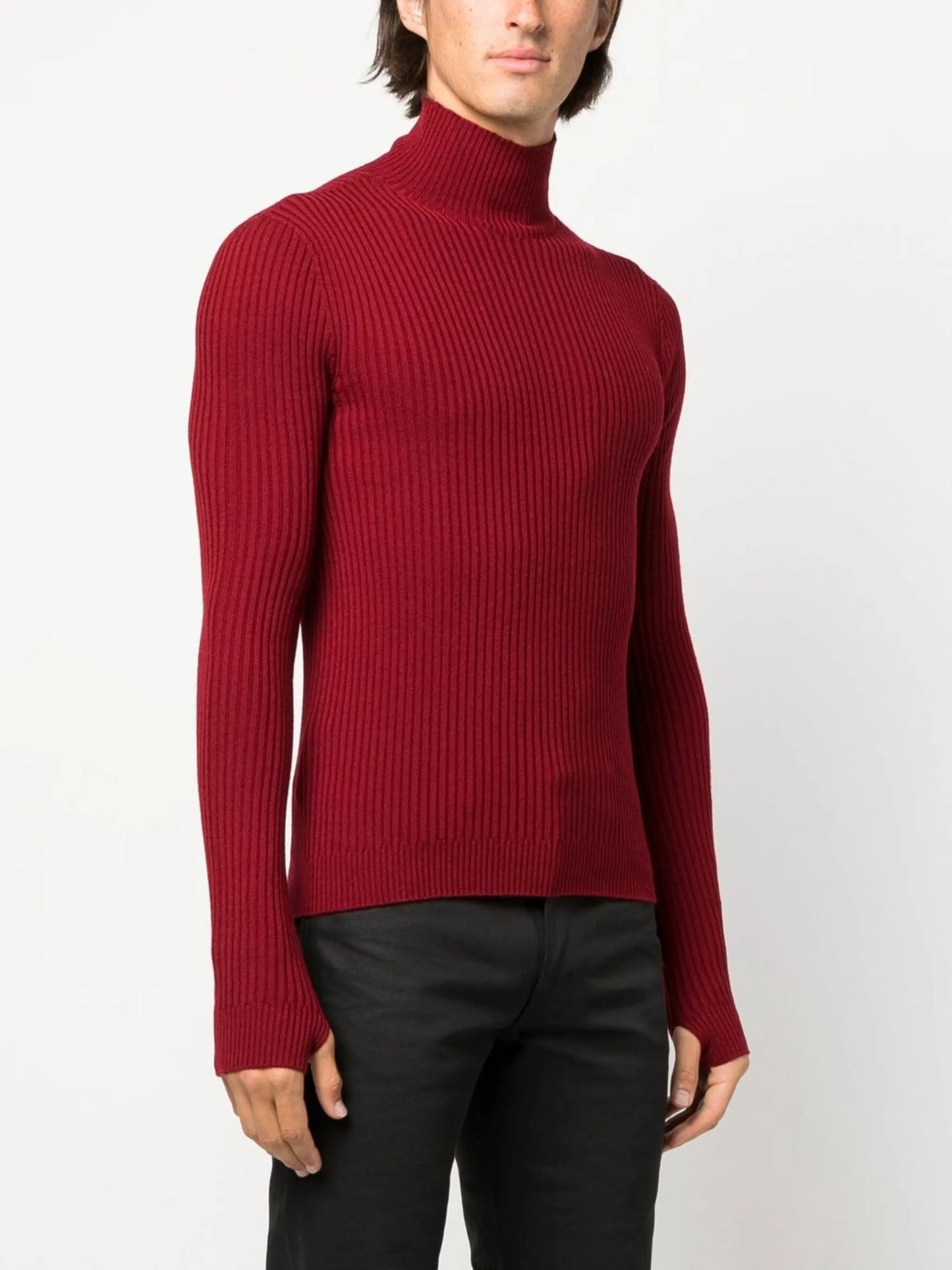 high-neck long-sleeve jumper