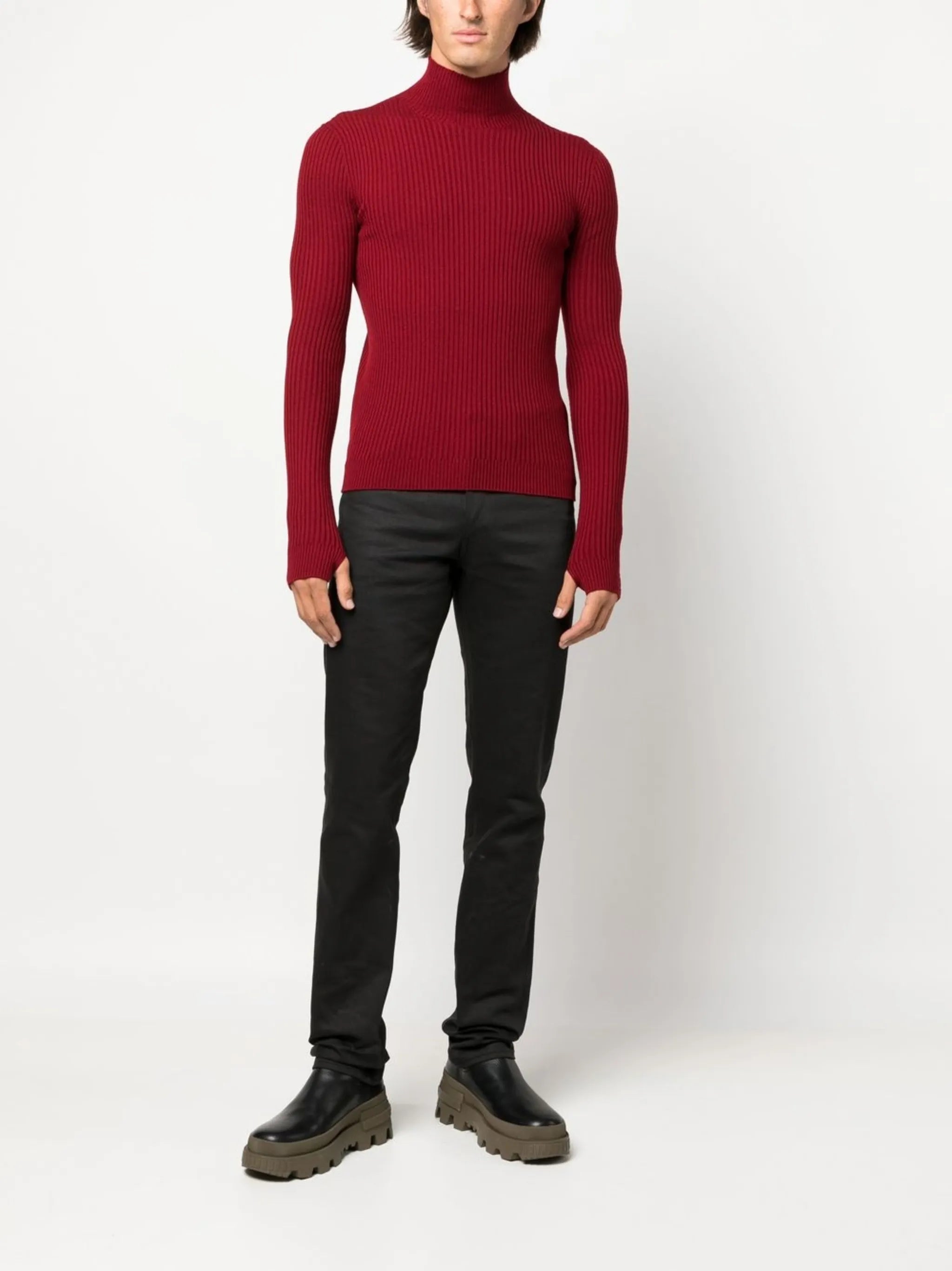 high-neck long-sleeve jumper