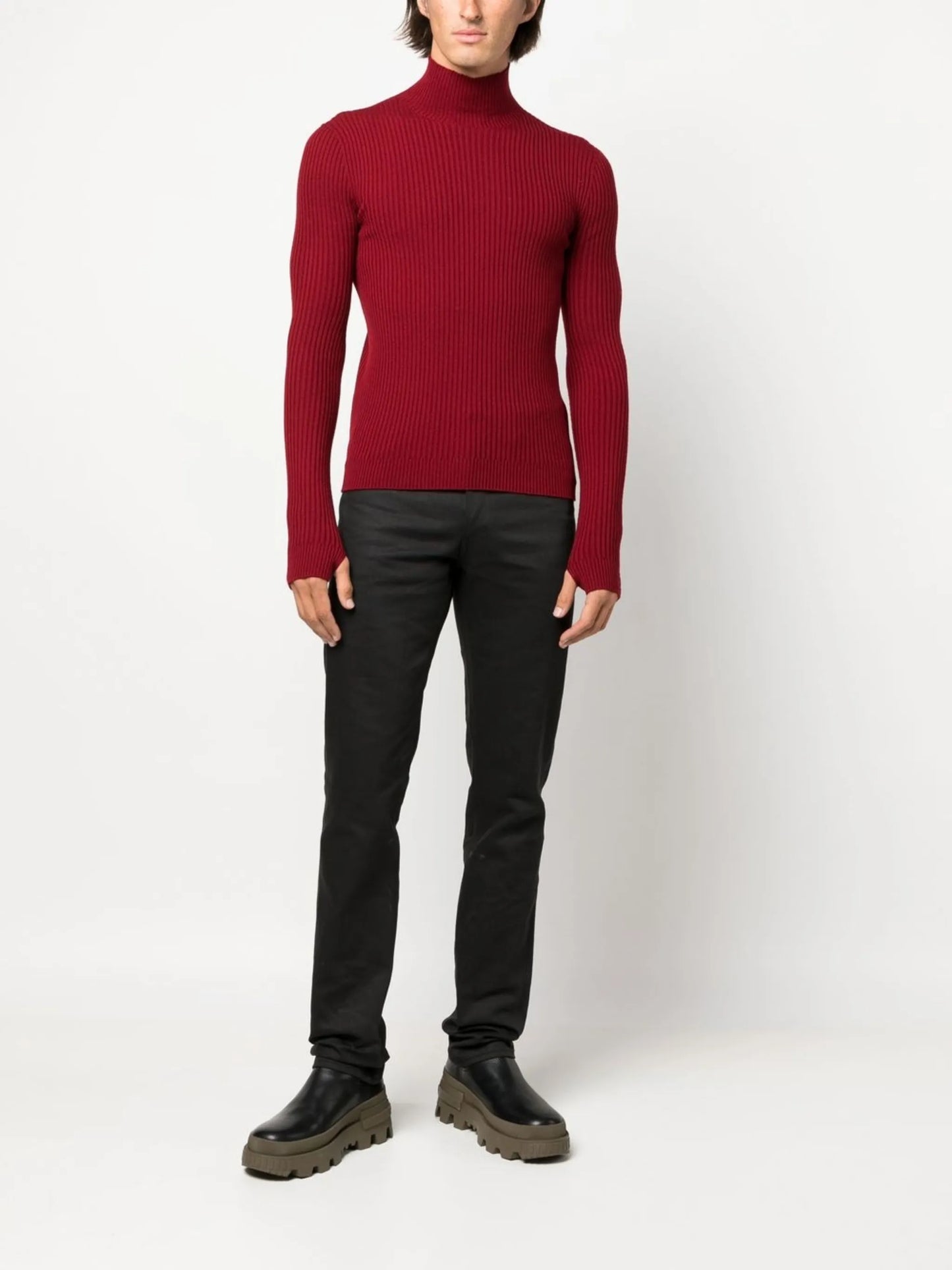 high-neck long-sleeve jumper