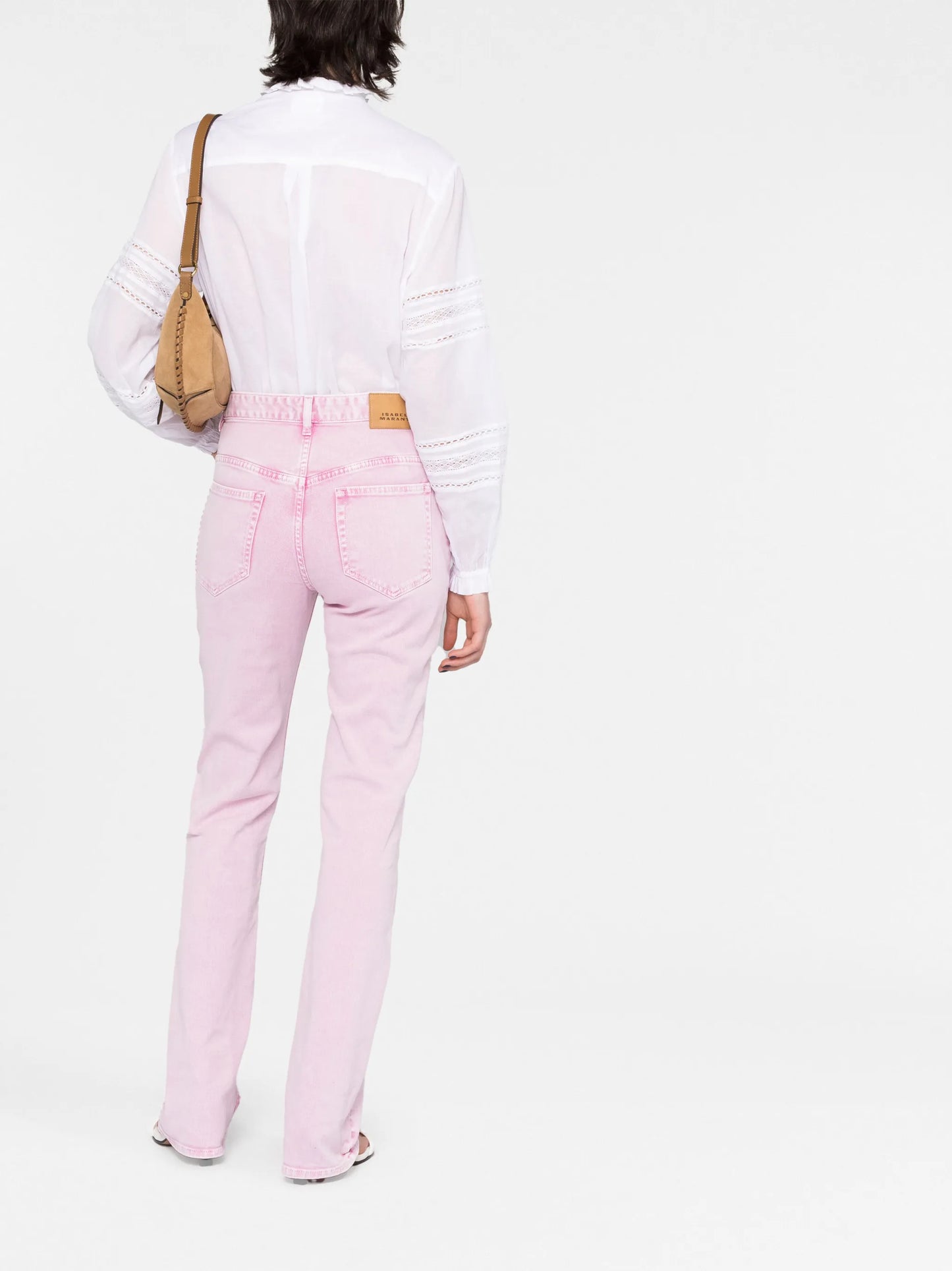 straight-leg washed denim trousers