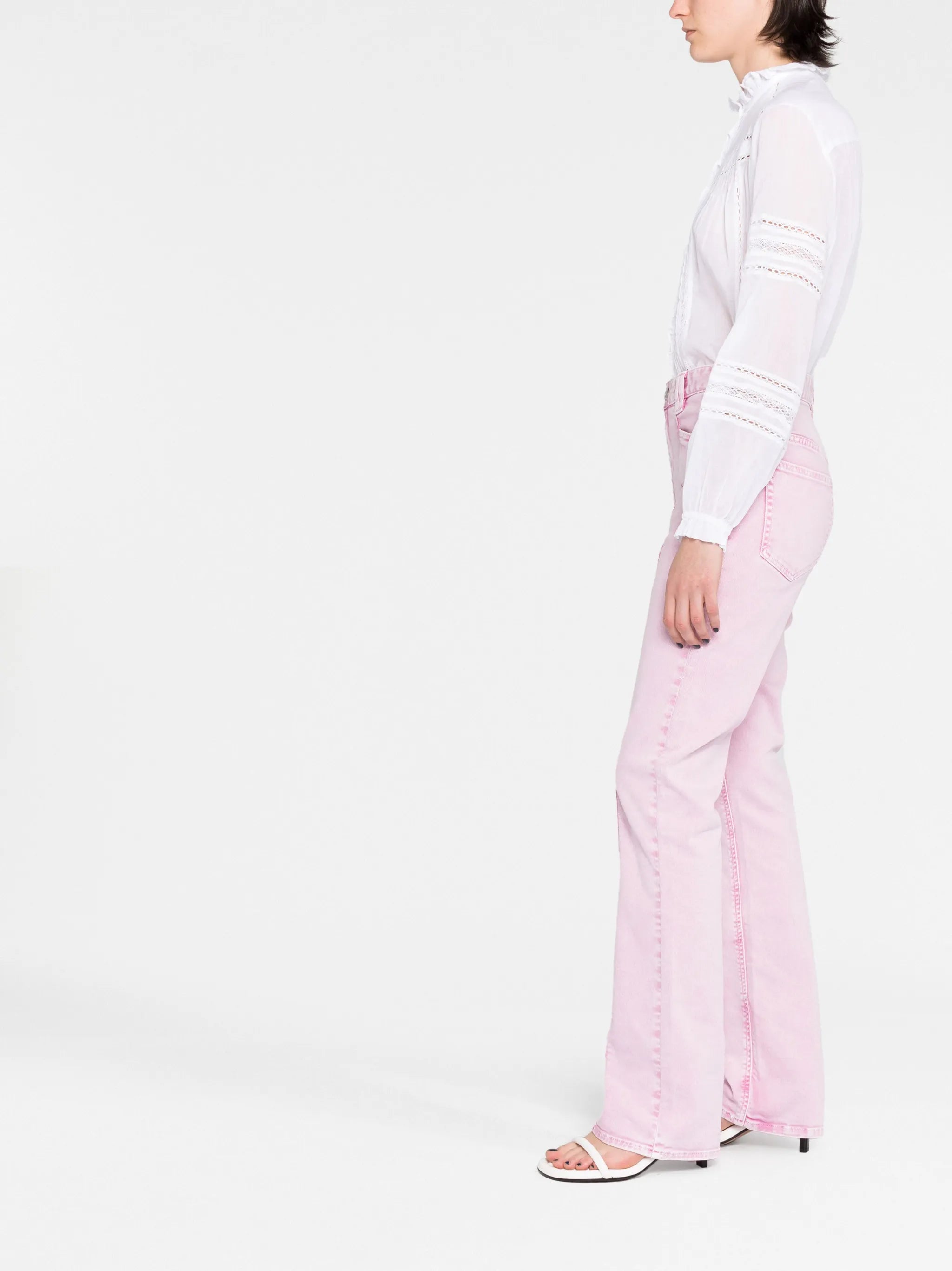 straight-leg washed denim trousers
