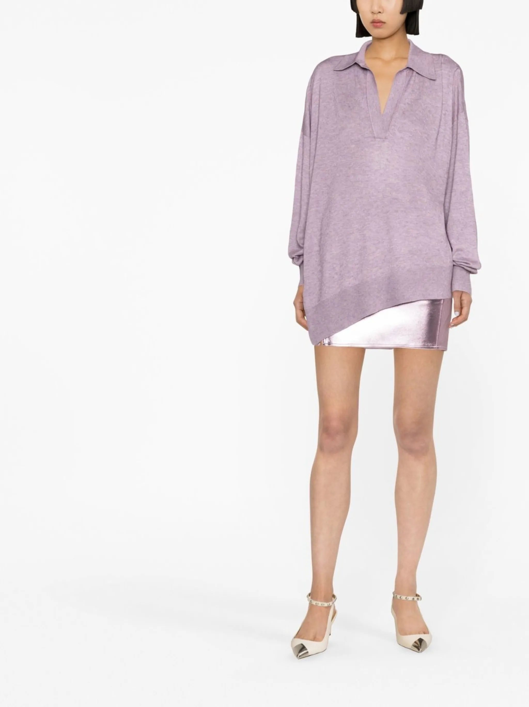 Giliane asymmetric collared jumper