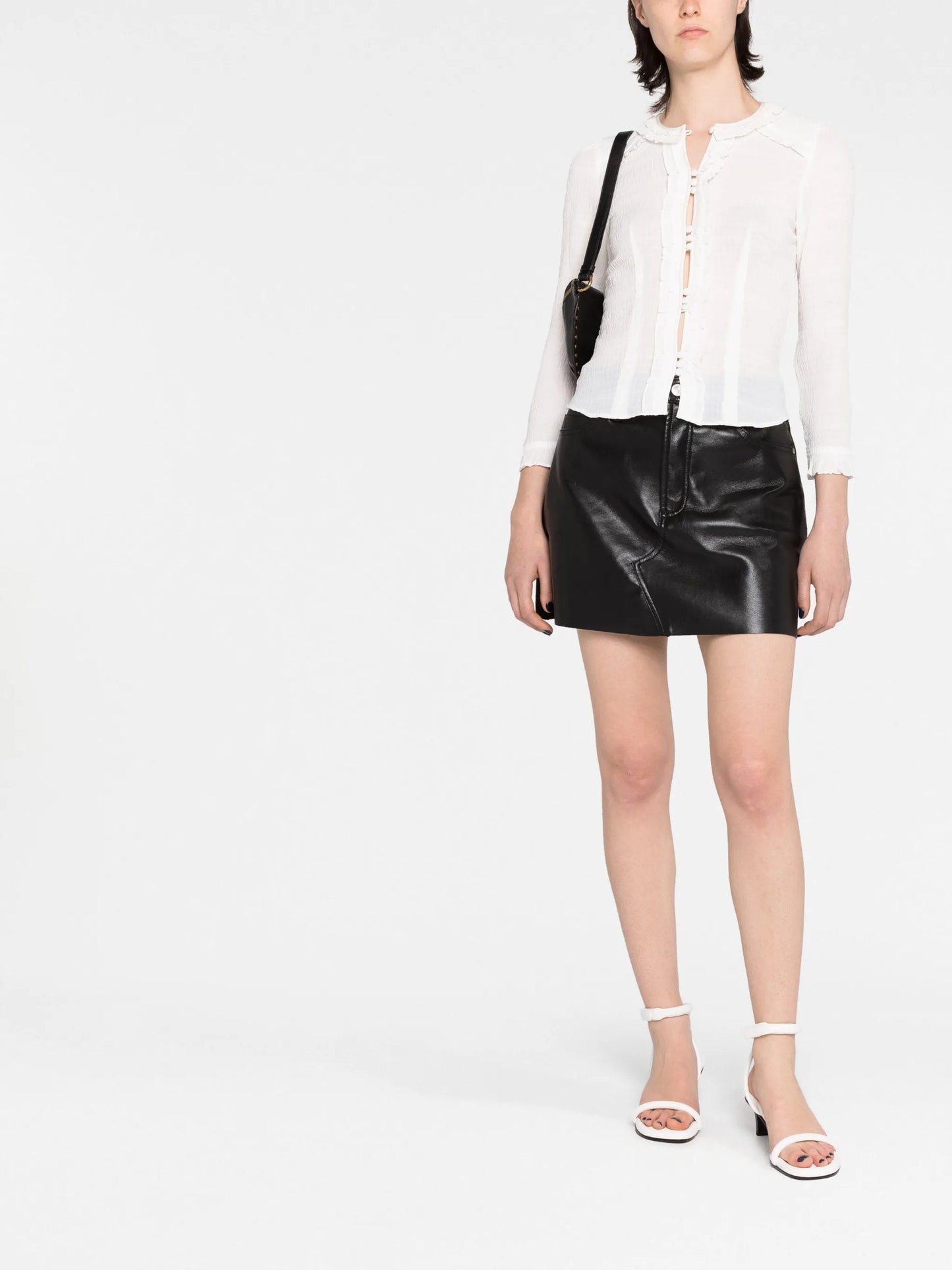 Georgia ruffled semi-sheer blouse
