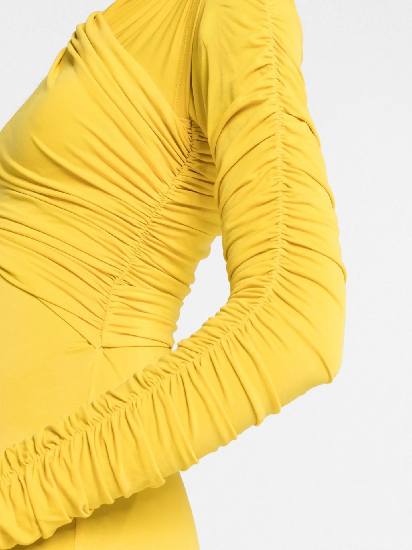 gathered-detailing long-sleeve gown