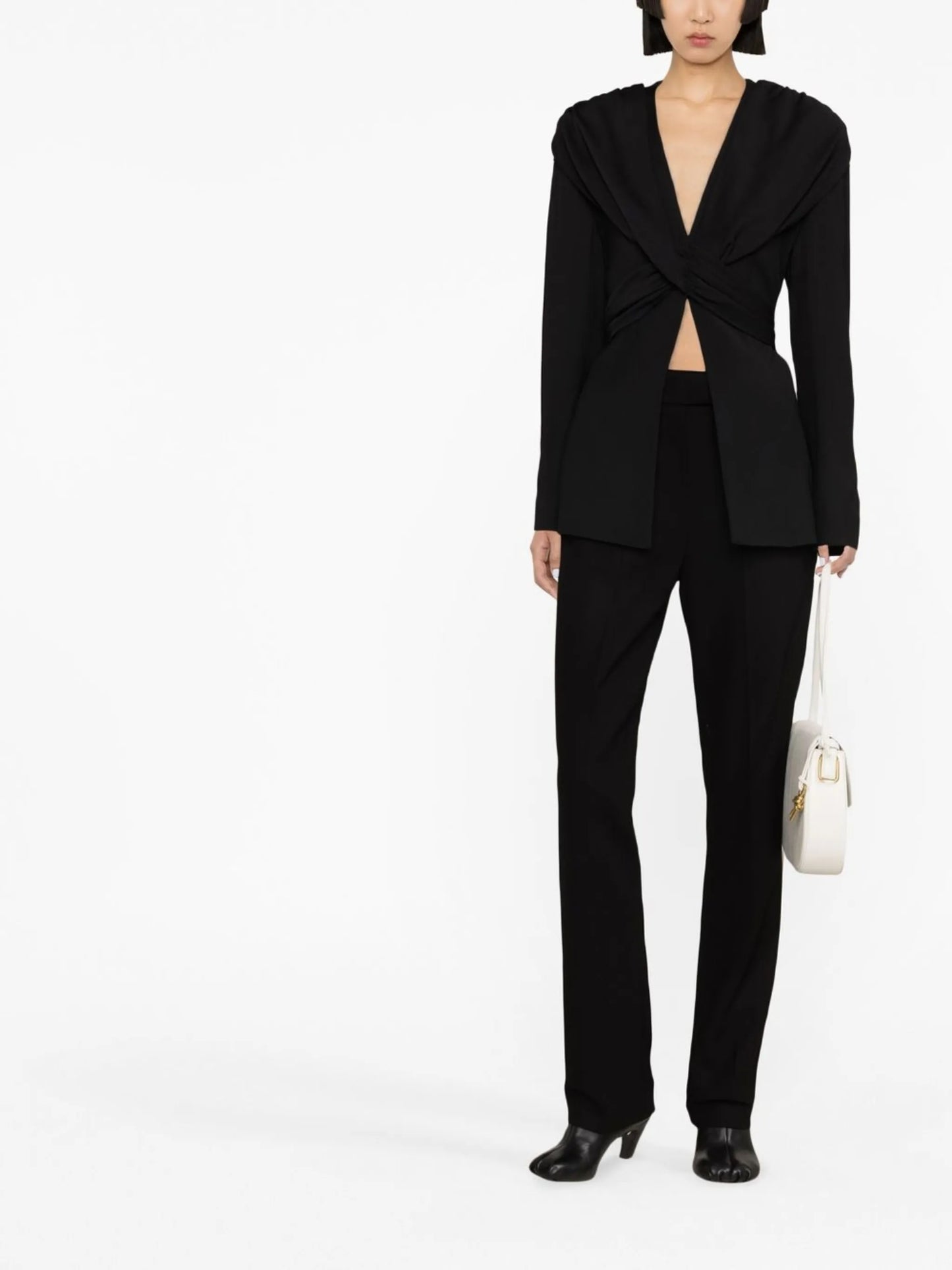 gathered-detailing V-neck blazer