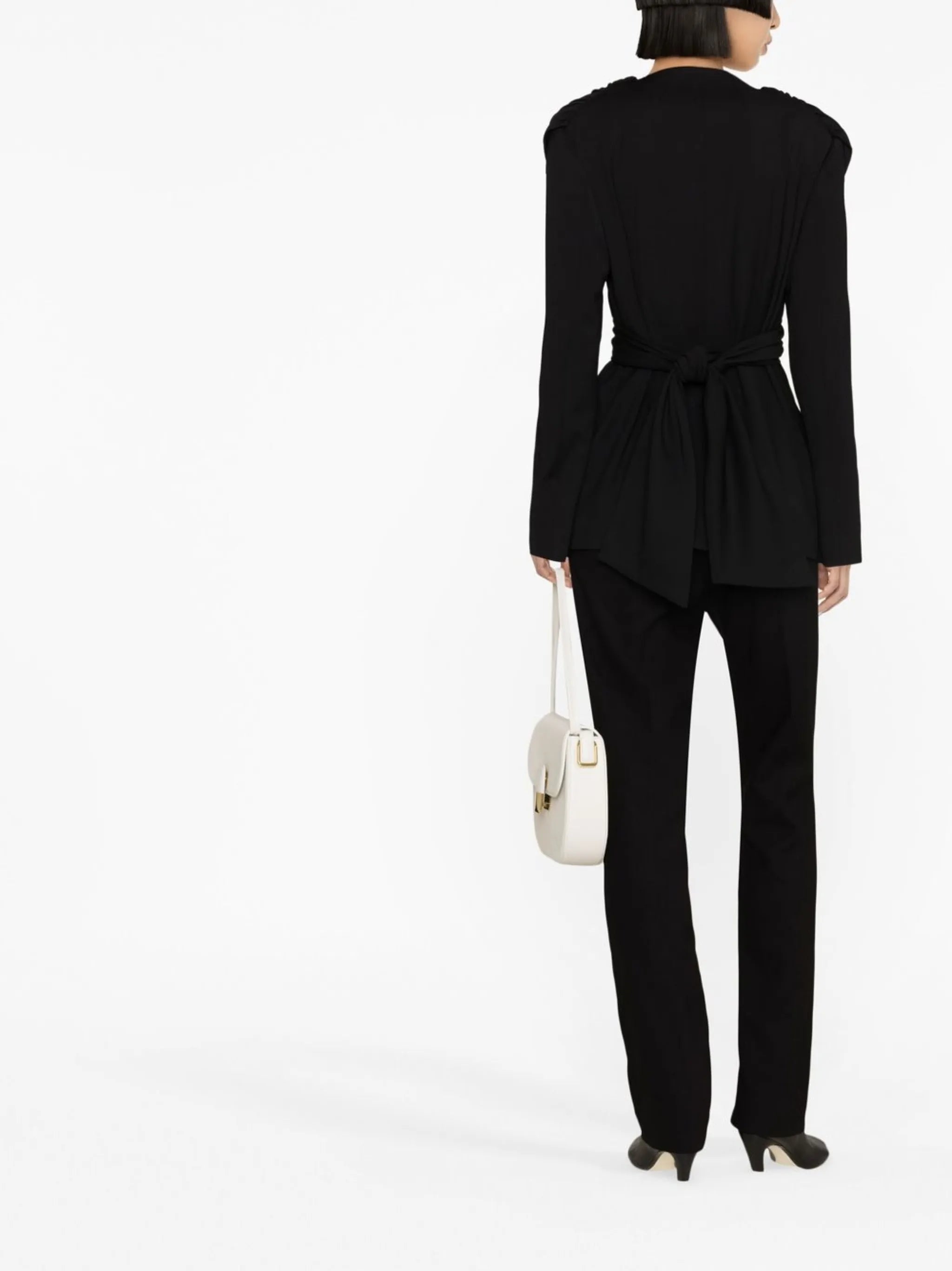 gathered-detailing V-neck blazer