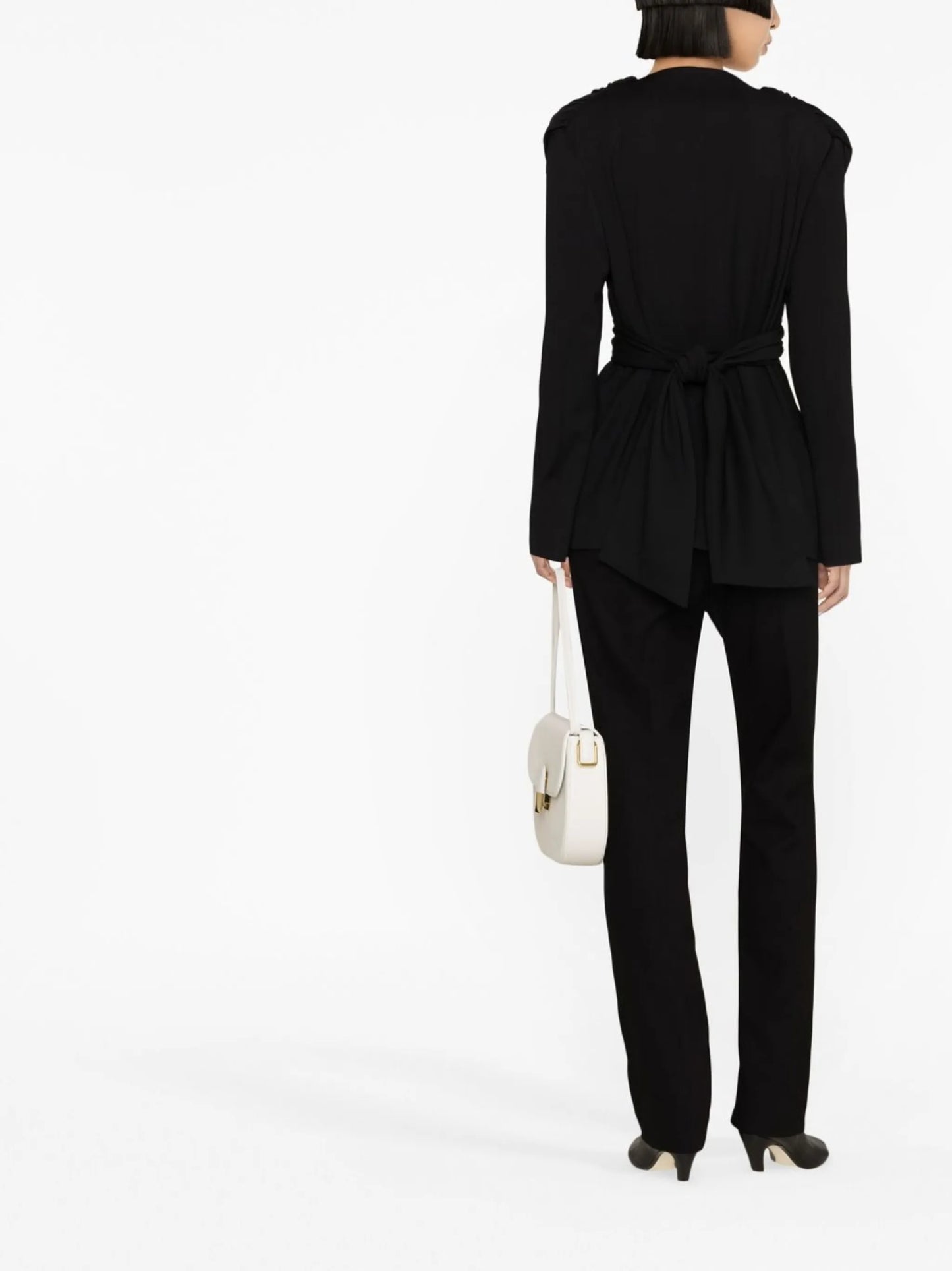 gathered-detailing V-neck blazer