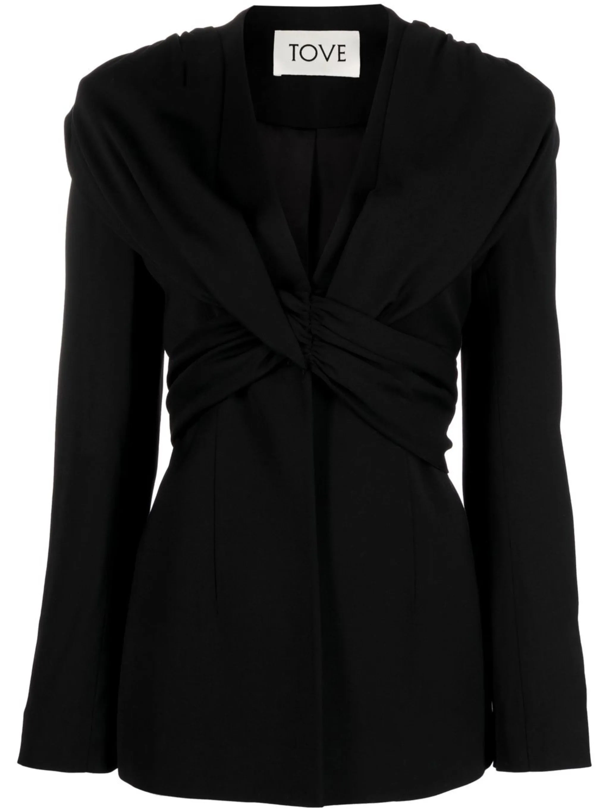 gathered-detailing V-neck blazer
