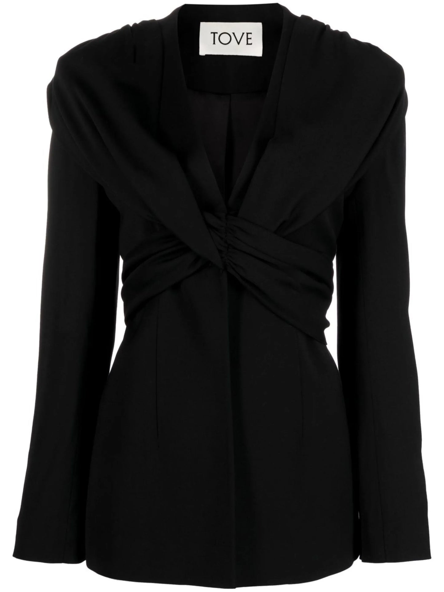 gathered-detailing V-neck blazer