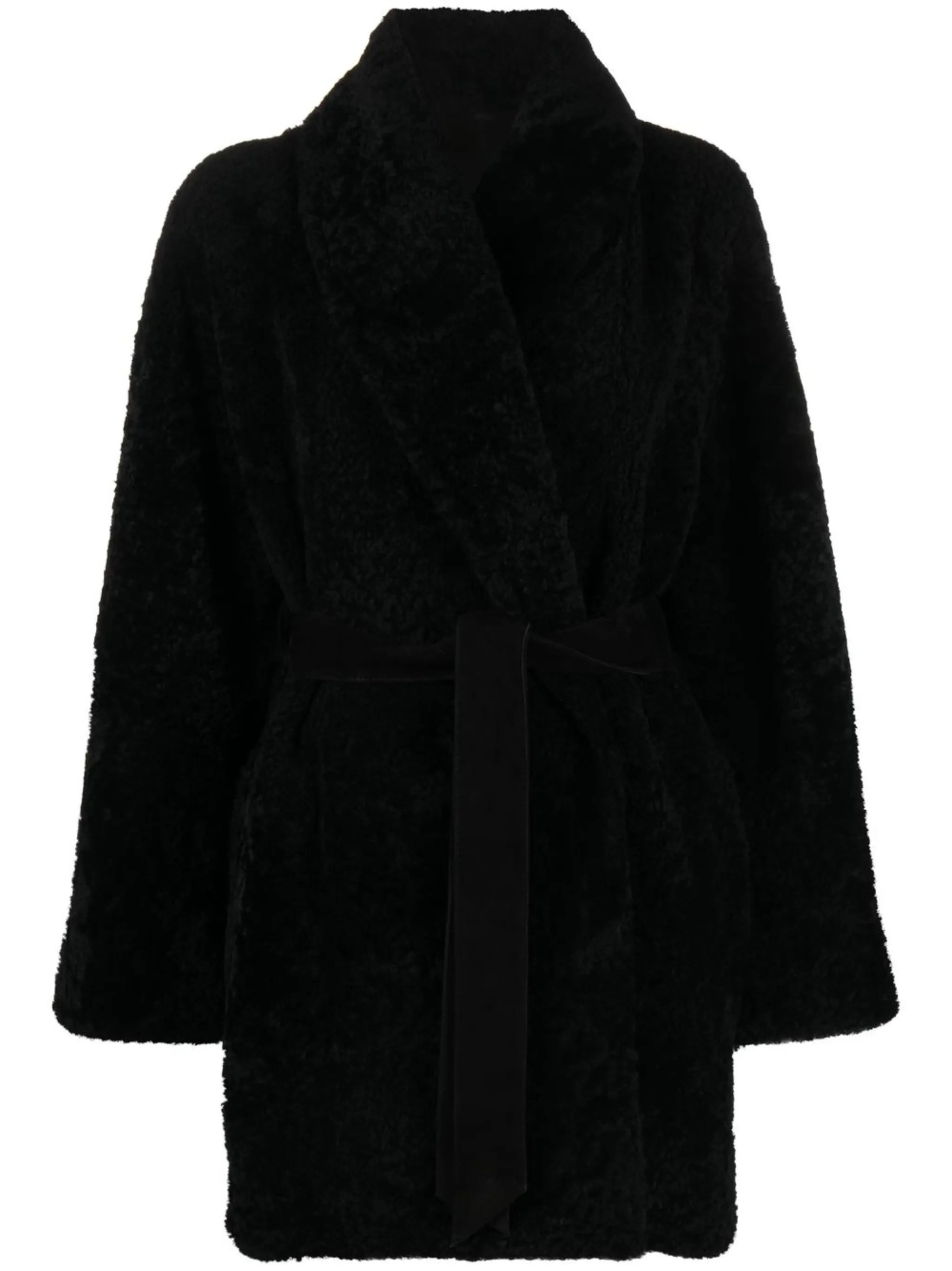 single-breasted shearling-trim coat