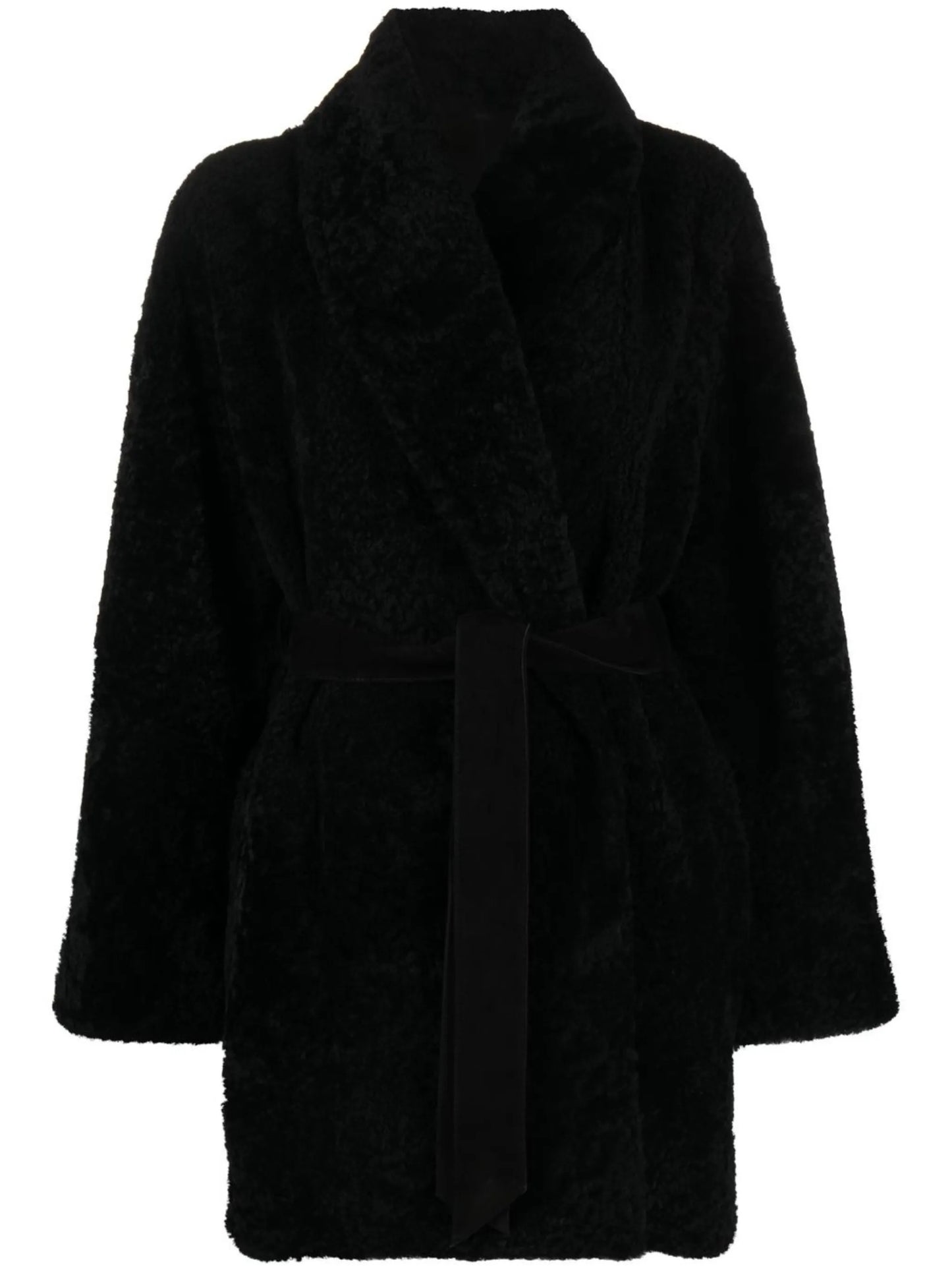 single-breasted shearling-trim coat
