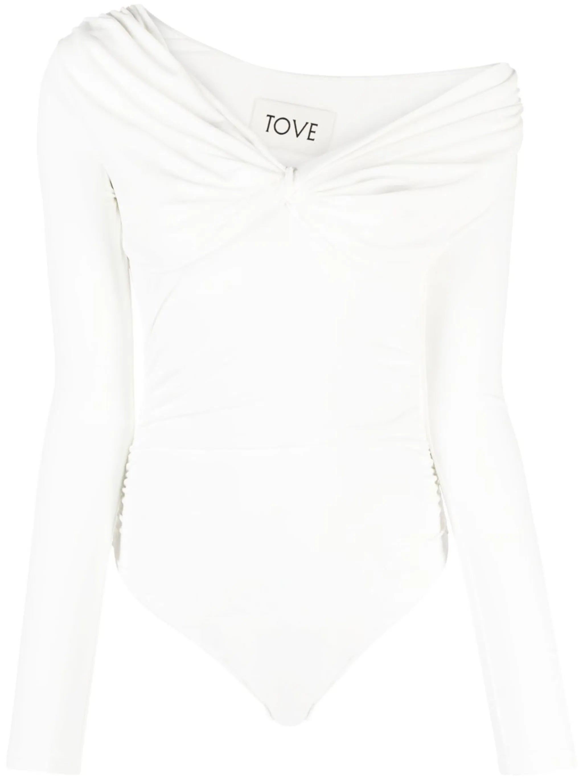 Elyse off-shoulder twist-front bodysuit
