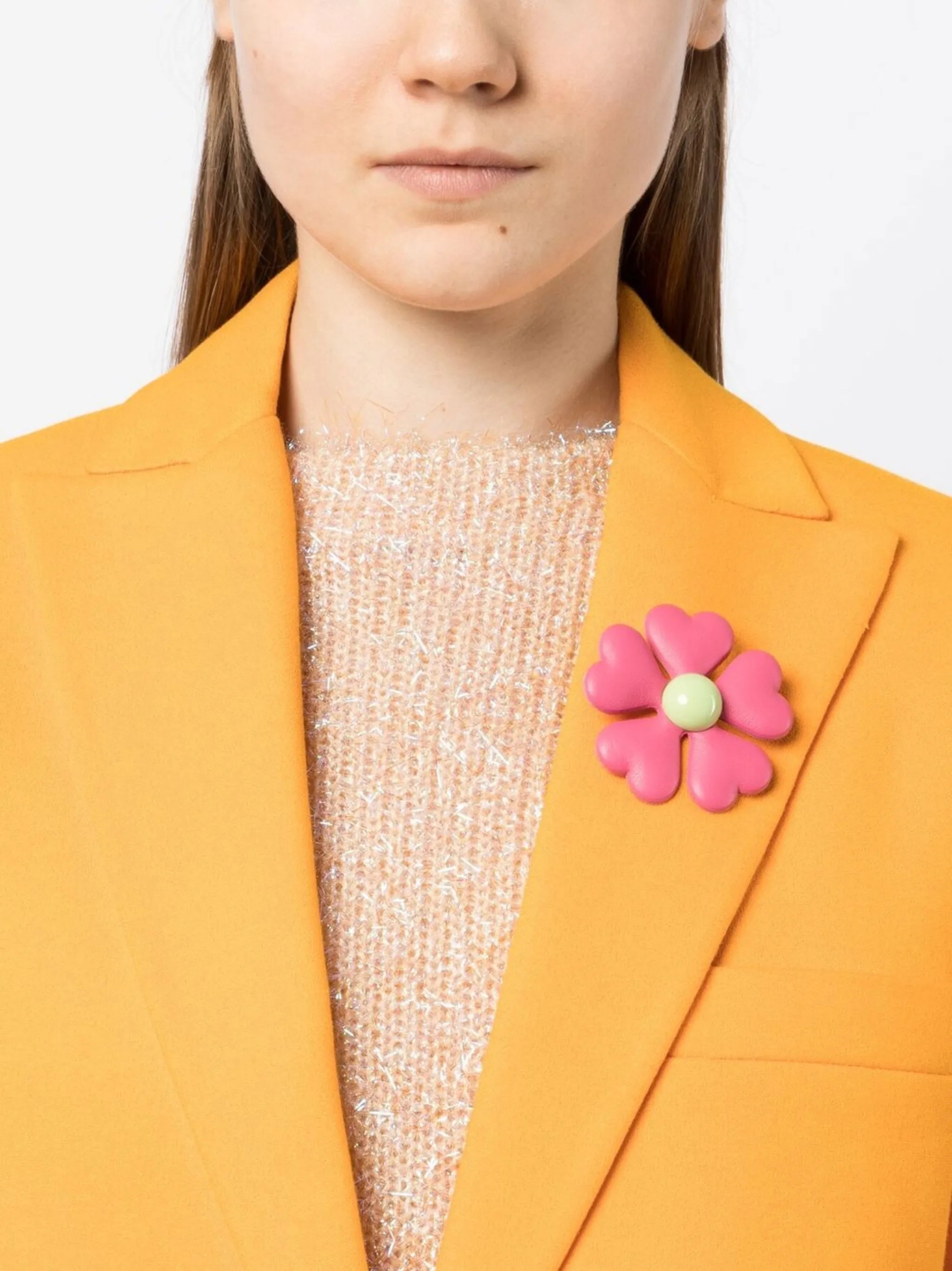 leather flower brooch