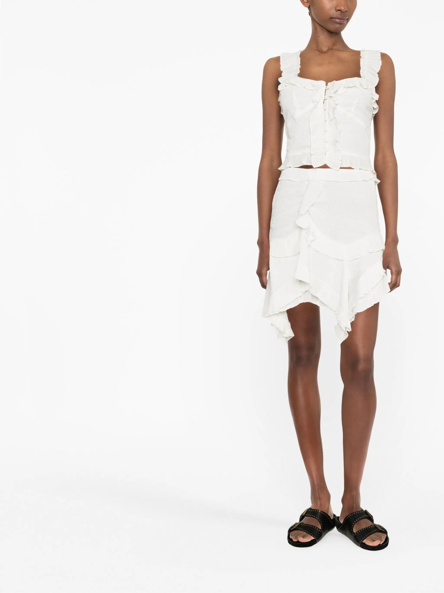 ruched-detailing silk-blend top