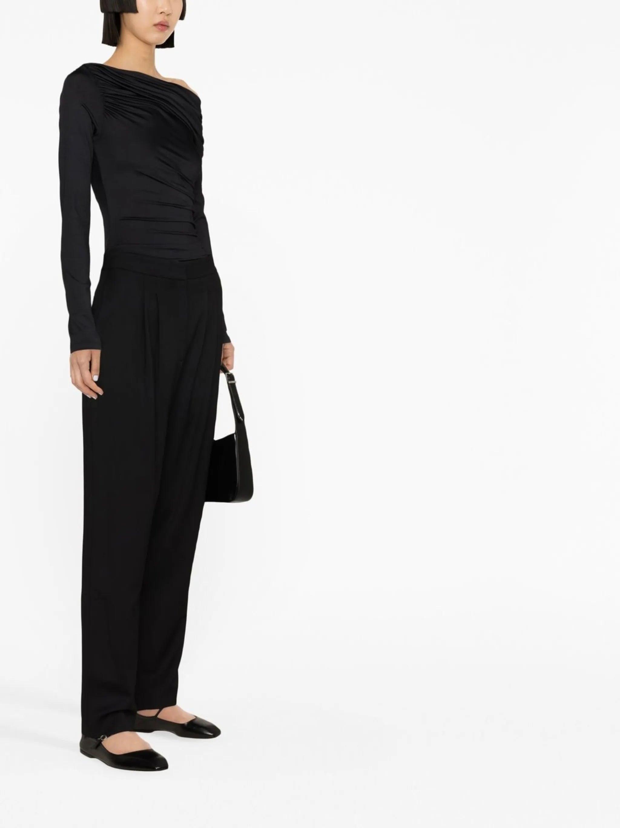 high-waist slim-leg trousers