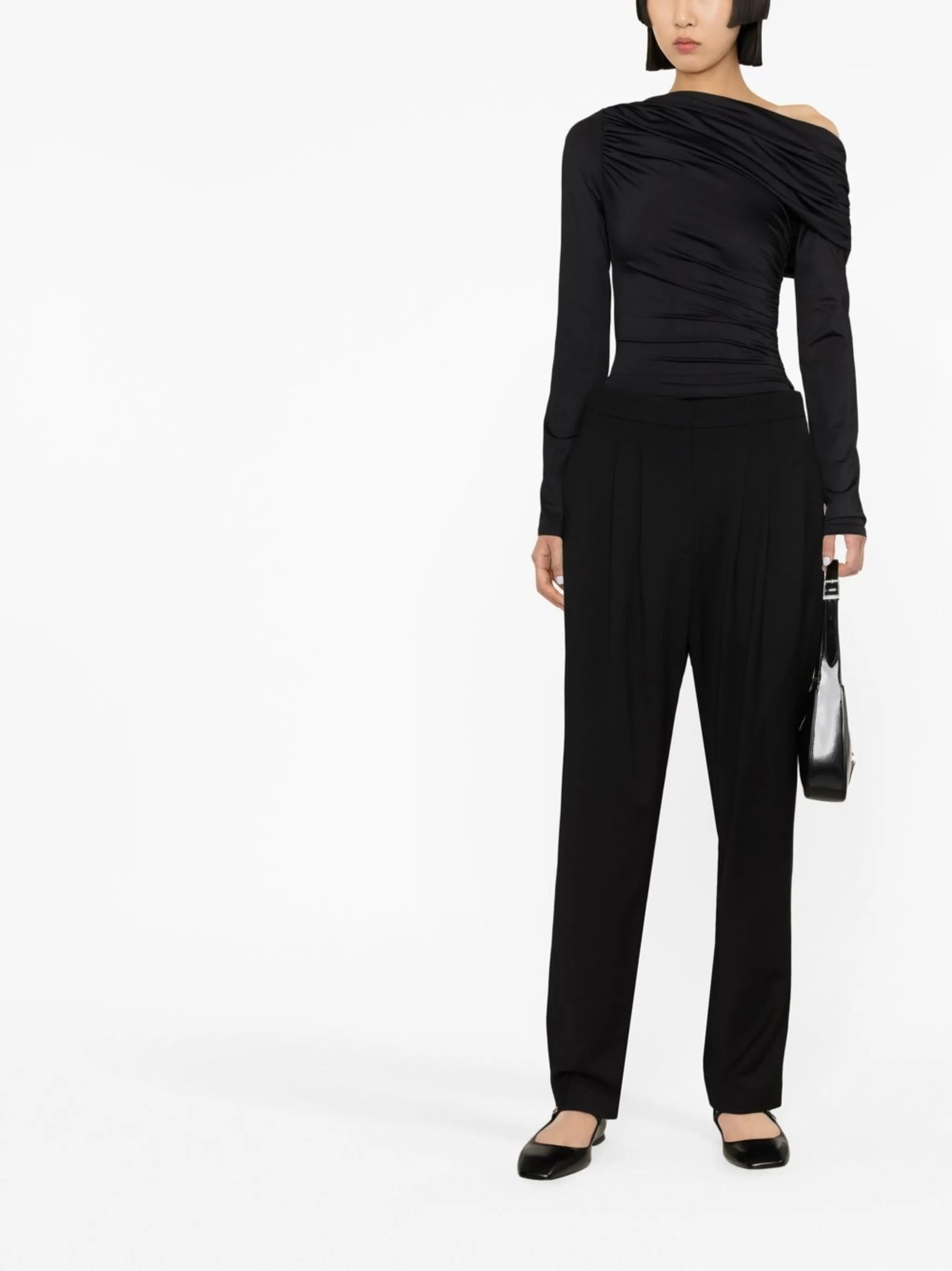 high-waist slim-leg trousers