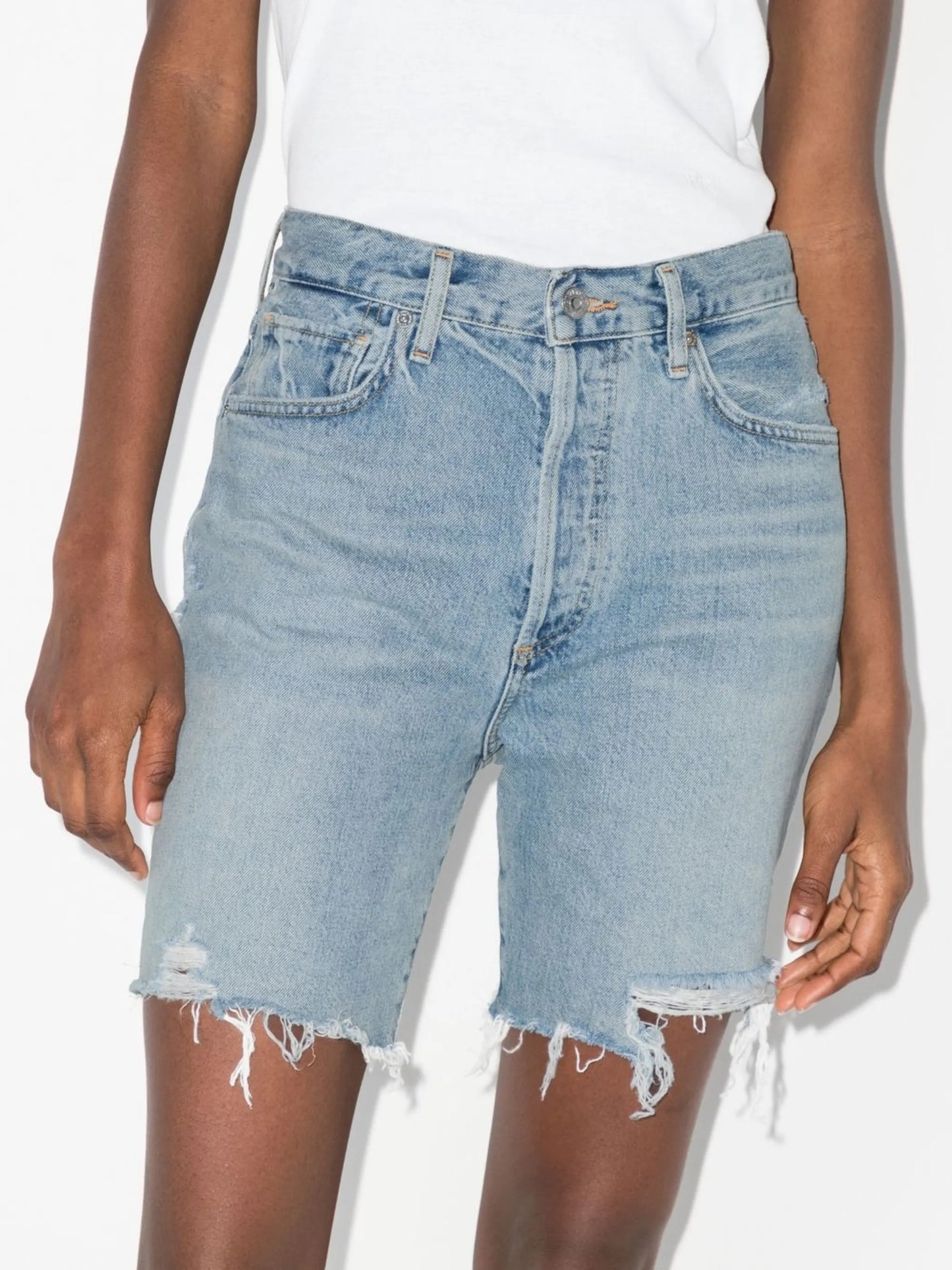 Camilla frayed-hem denim shorts